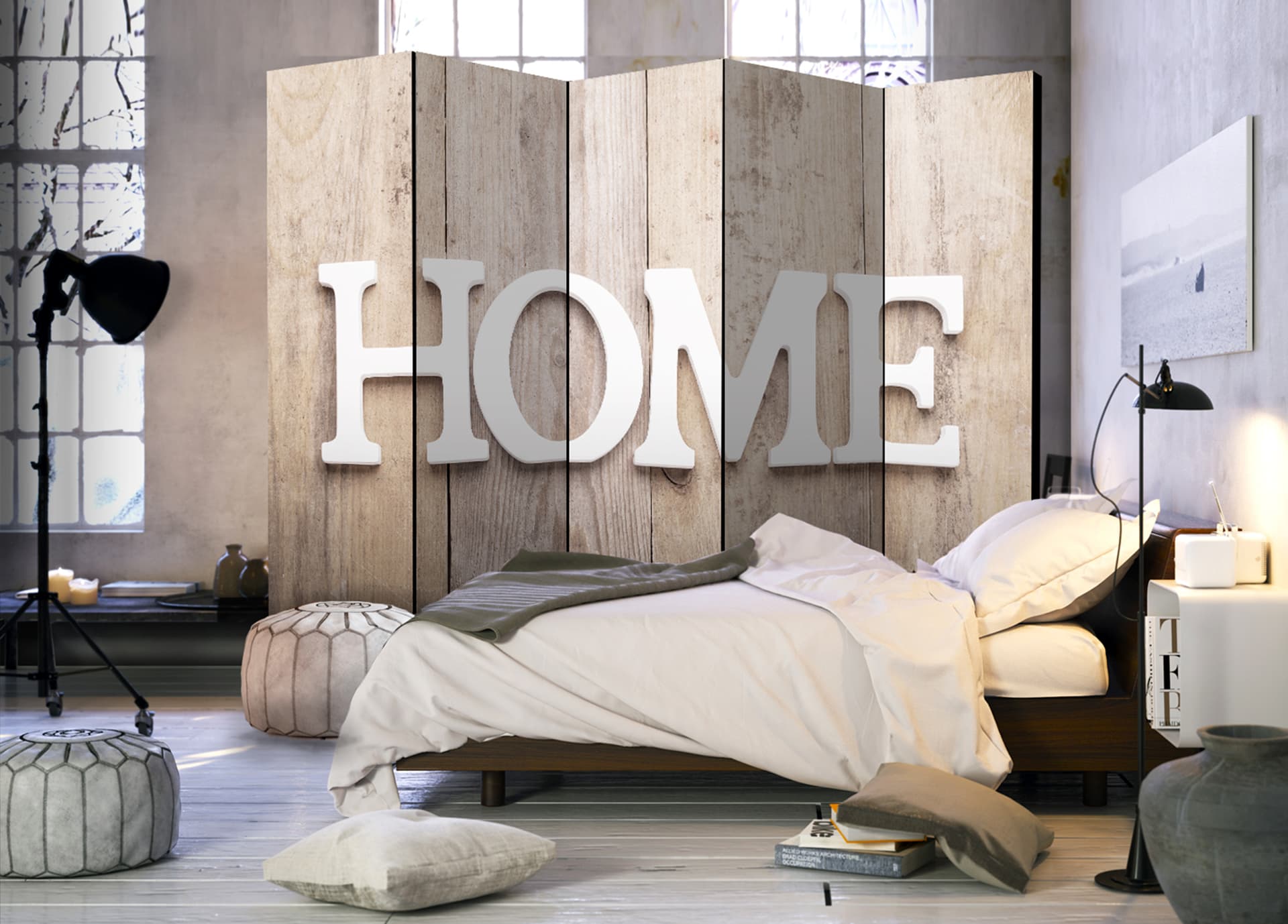 

Parawan 5-częściowy - Parawan: Home na deskach (rozmiar 225x172)