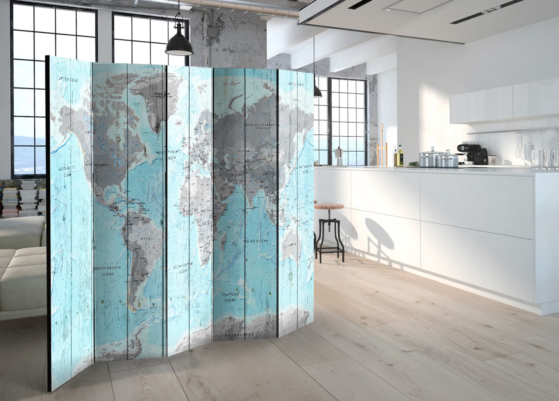 

Parawan 5-częściowy - Drewniane podróże [Room Dividers] (rozmiar 225x172)