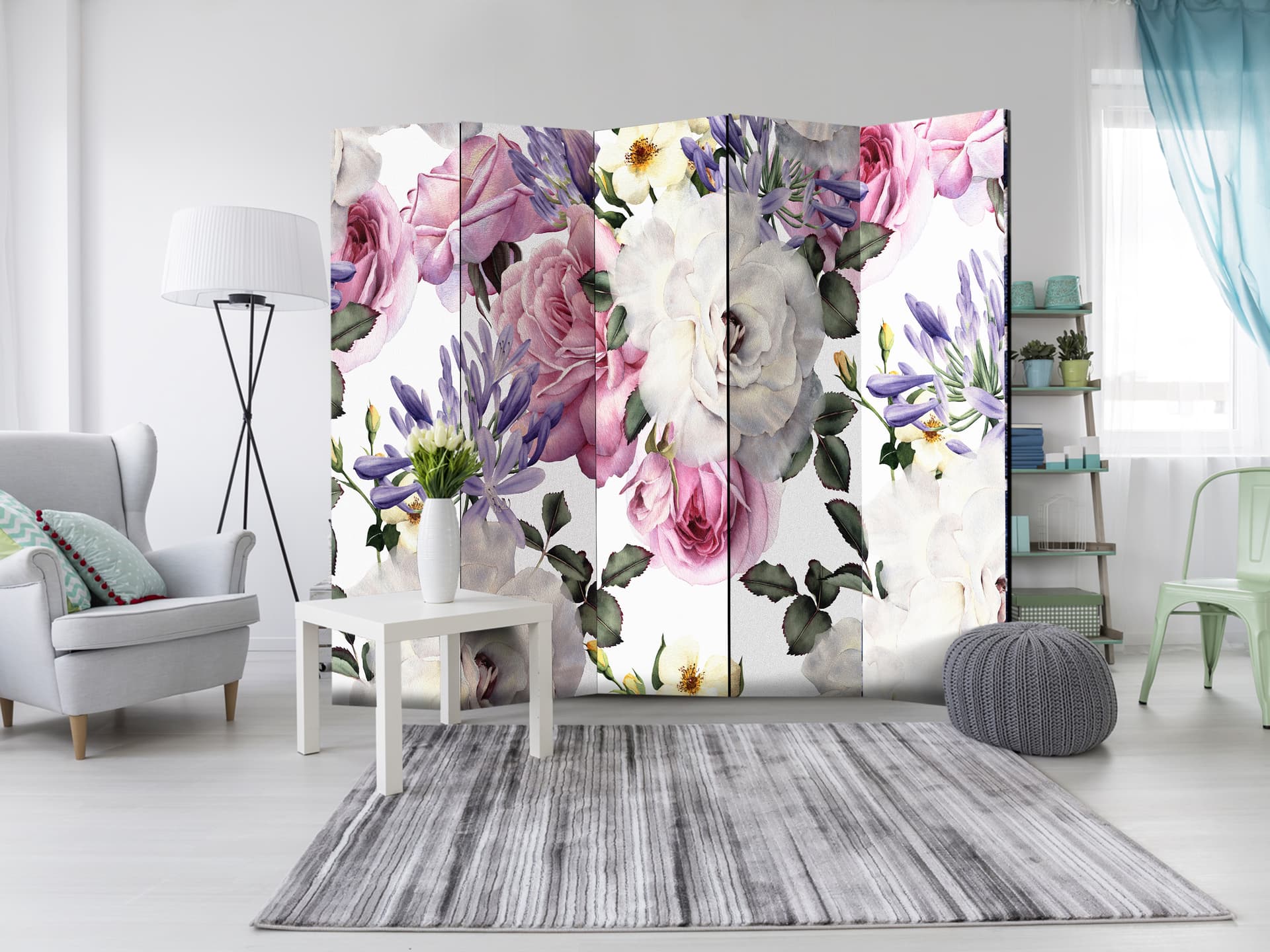 

Parawan 5-częściowy - Kwiecista polana II [Room Dividers] (rozmiar 225x172)