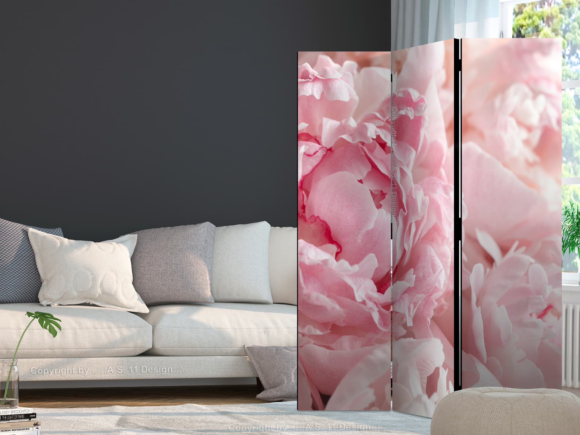 

Parawan 3-częściowy - Słodkie piwonie [Room Dividers] (rozmiar 135x172)