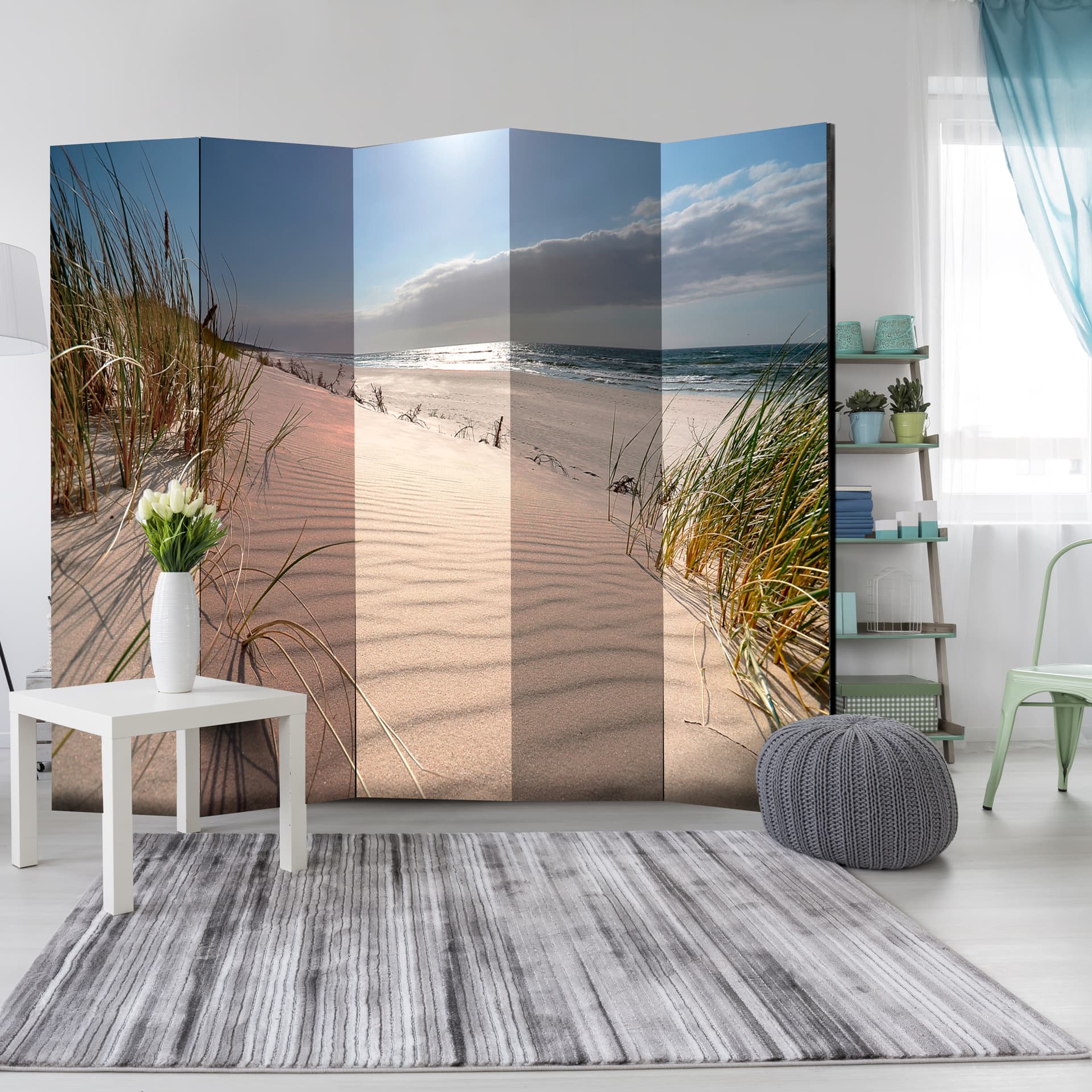 

Parawan 5-częściowy - Plaża w Mrzeżynie II [Room Dividers] (rozmiar 225x172)