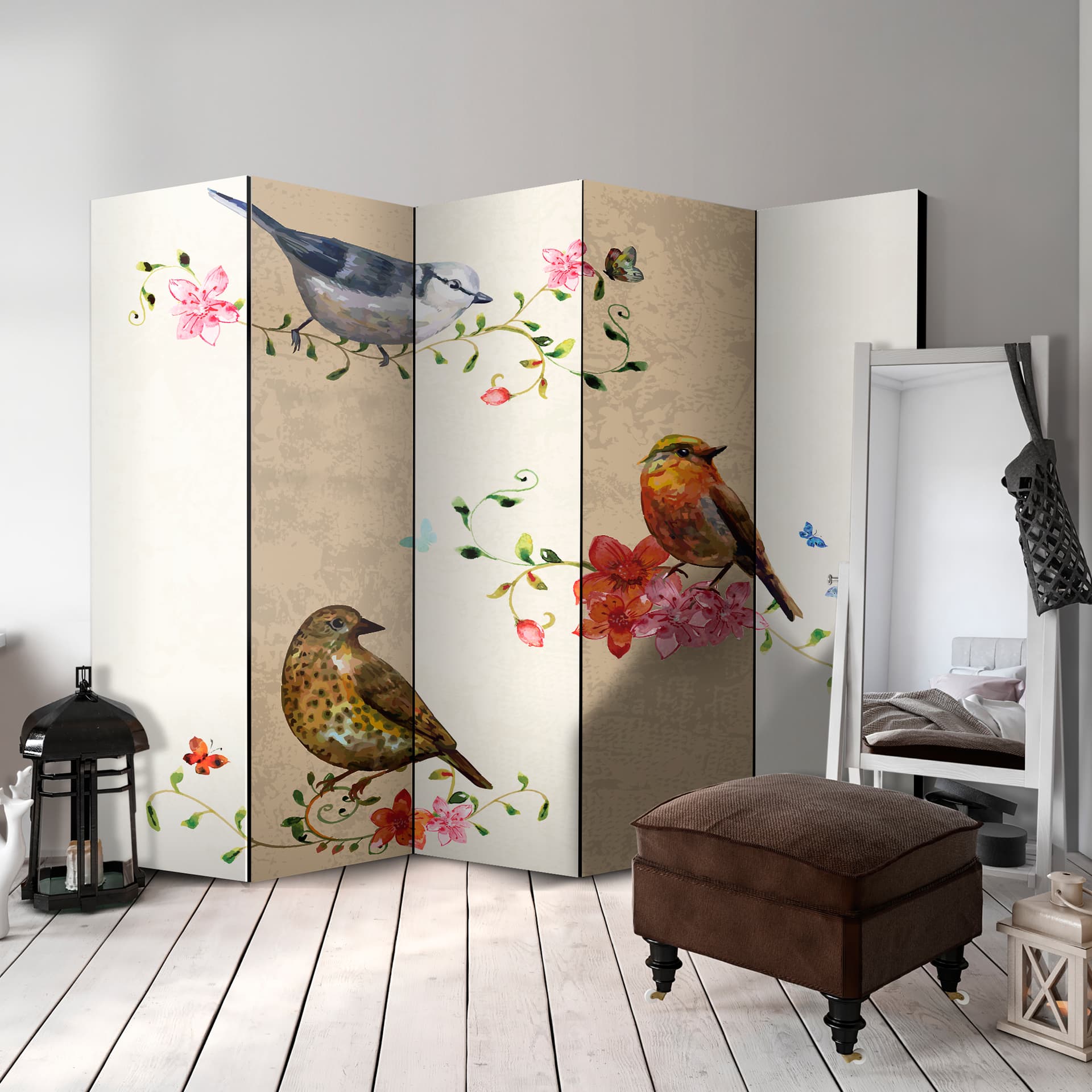 

Parawan 5-częściowy - Ptasi śpiew II [Room Dividers] (rozmiar 225x172)