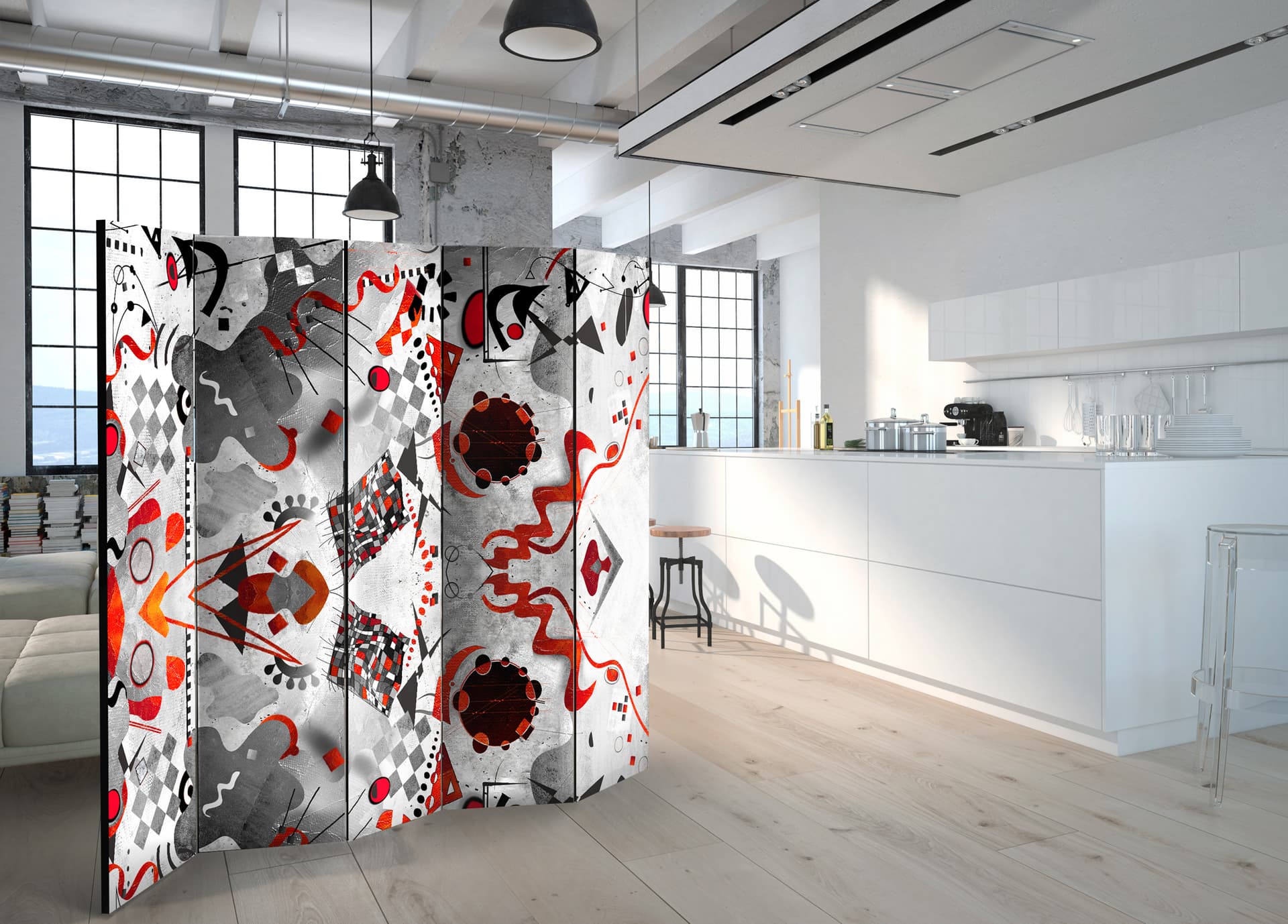 

Parawan 5-częściowy - Geometryczny kosmos II [Room Dividers] (rozmiar 225x172)
