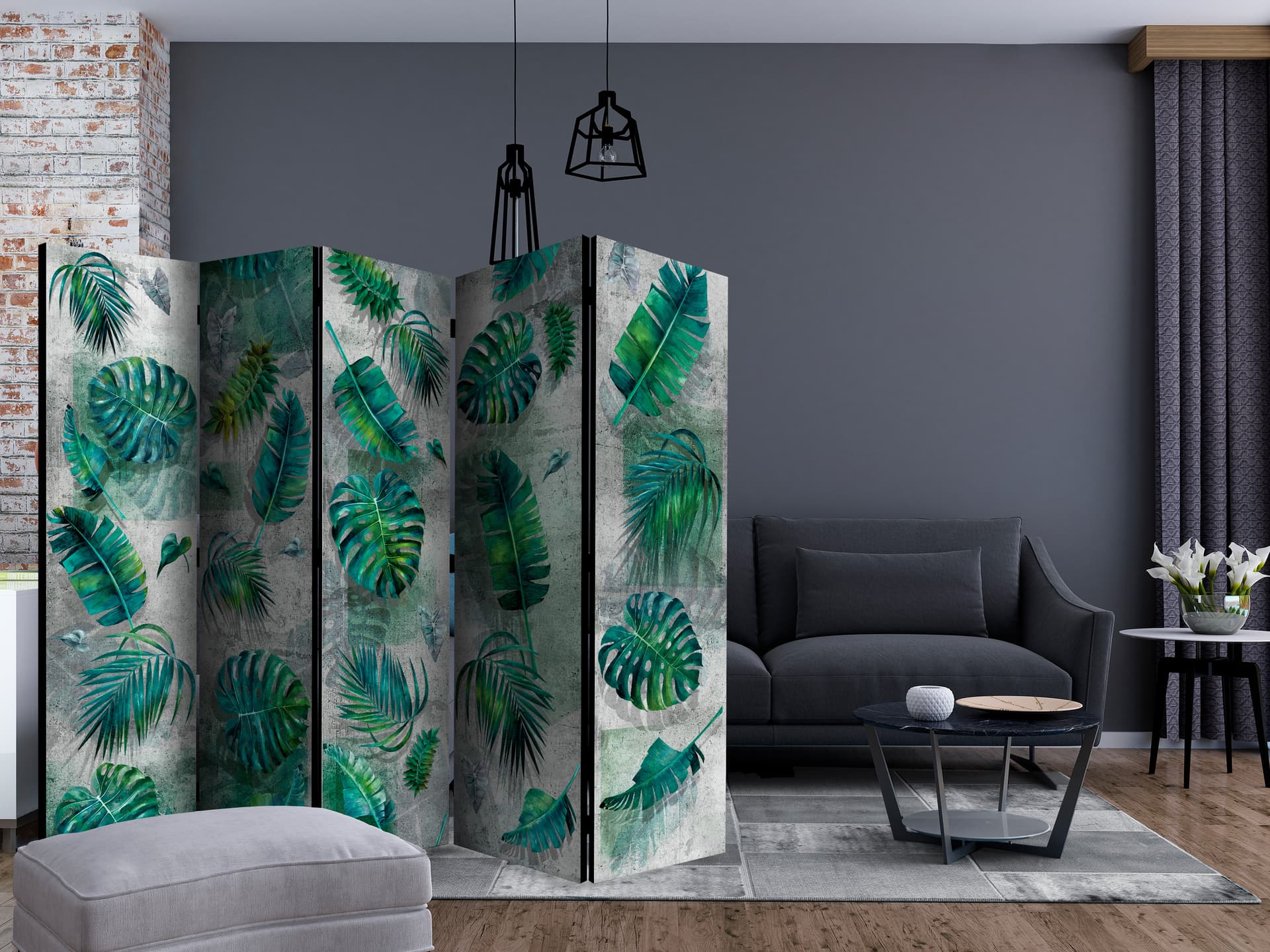 

Parawan 5-częściowy - Modernistyczna dżungla II [Room Dividers] (rozmiar 225x172)