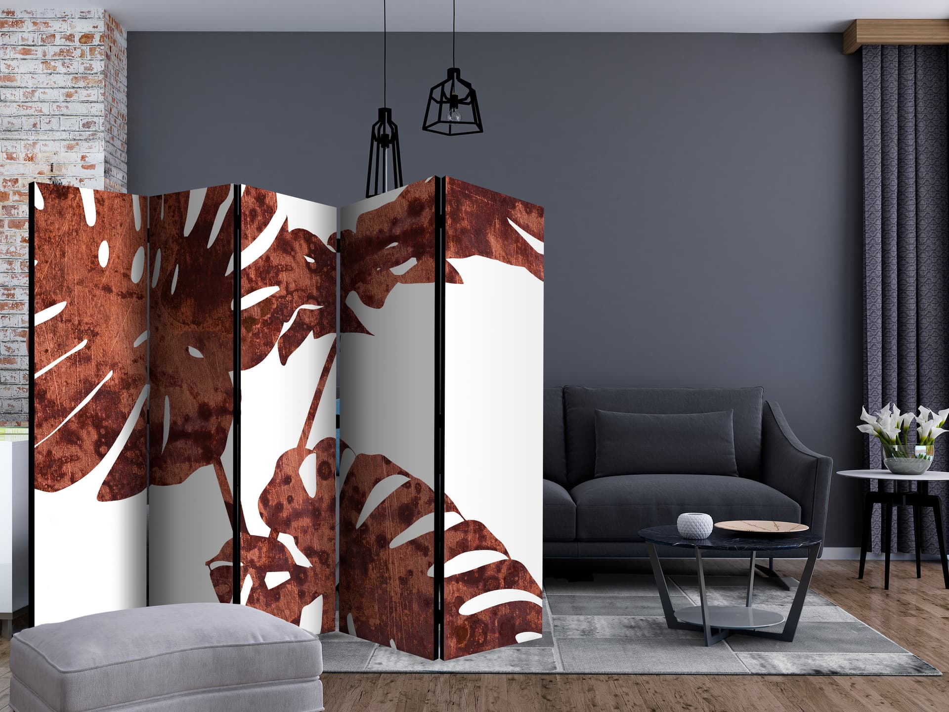 

Parawan 5-częściowy - Wytrawna monstera II [Room Dividers] (rozmiar 225x172)