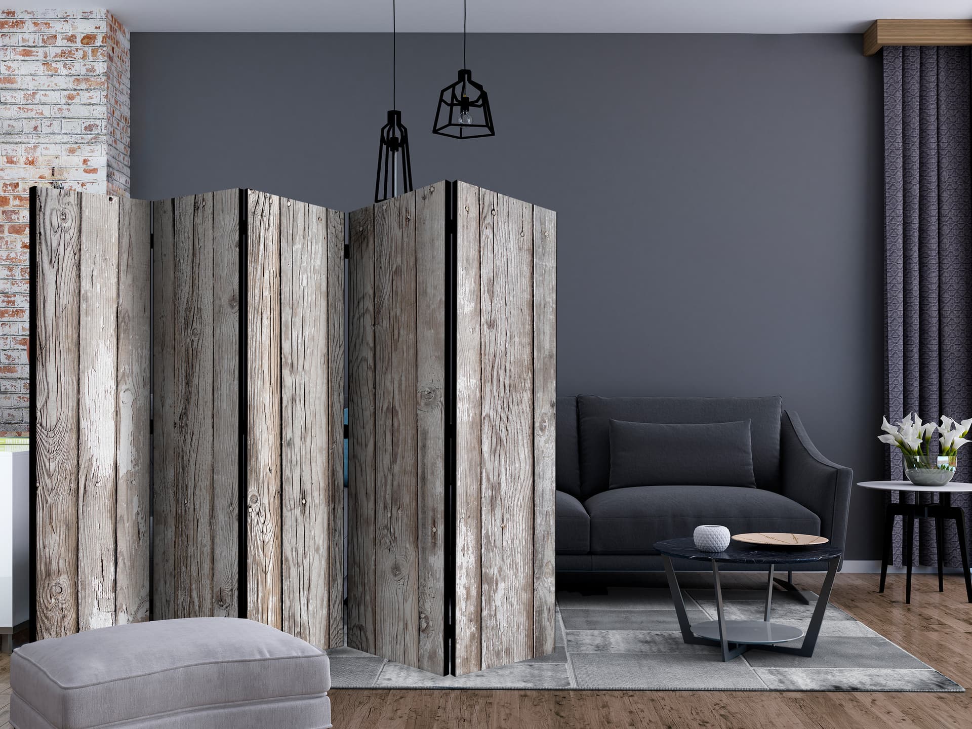 

Parawan 5-częściowy - Skandynawskie drewno II [Room Dividers] (rozmiar 225x172)