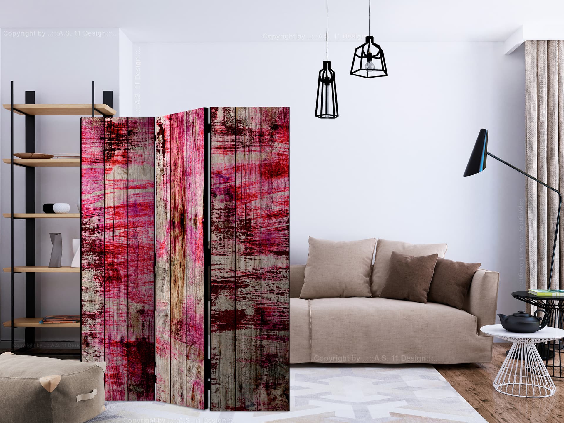 

Parawan 3-częściowy - Abstrakcyjne drewno [Room Dividers] (rozmiar 135x172)