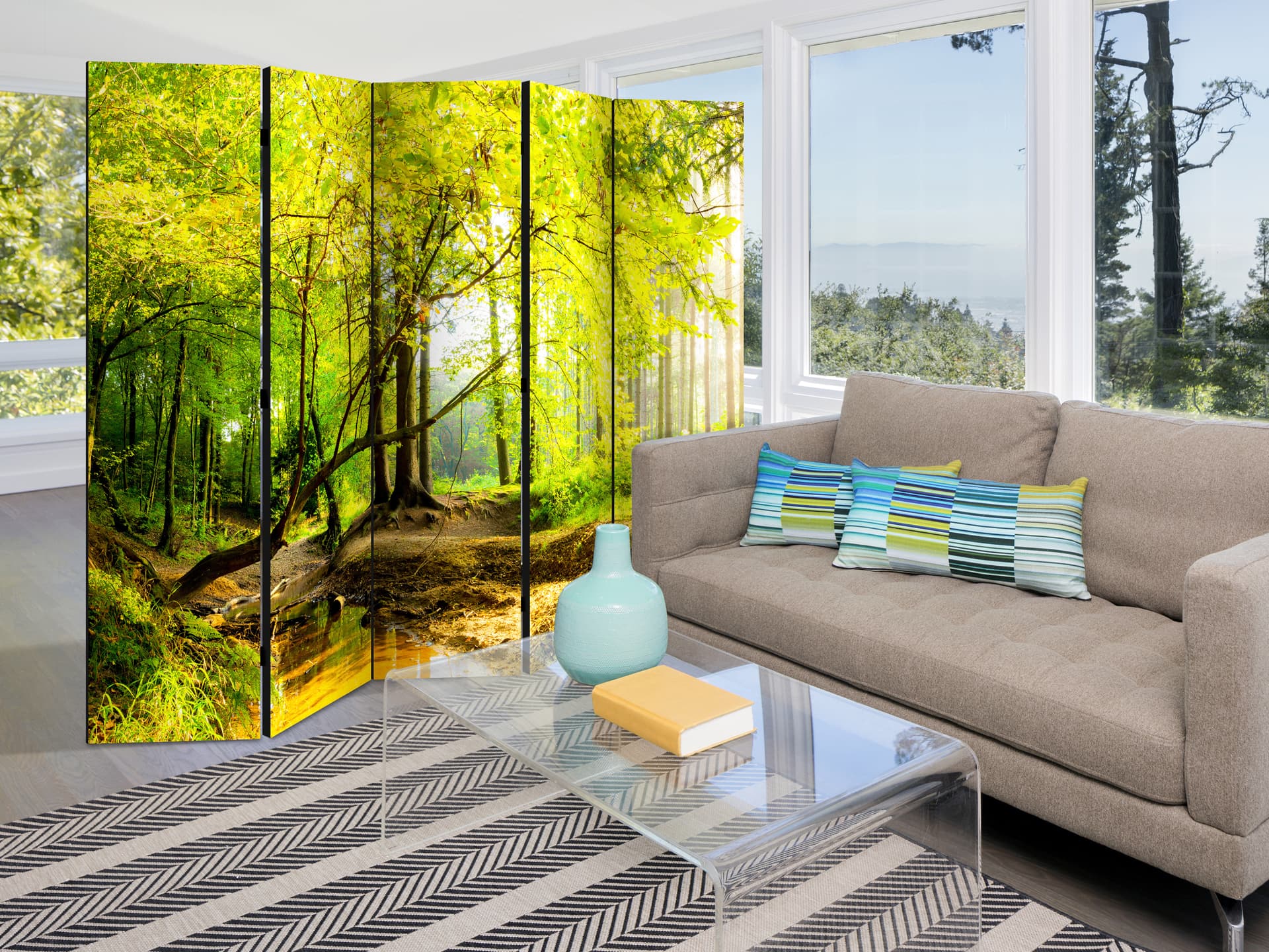 

Parawan 5-częściowy - Leśna polana II [Room Dividers] (rozmiar 225x172)
