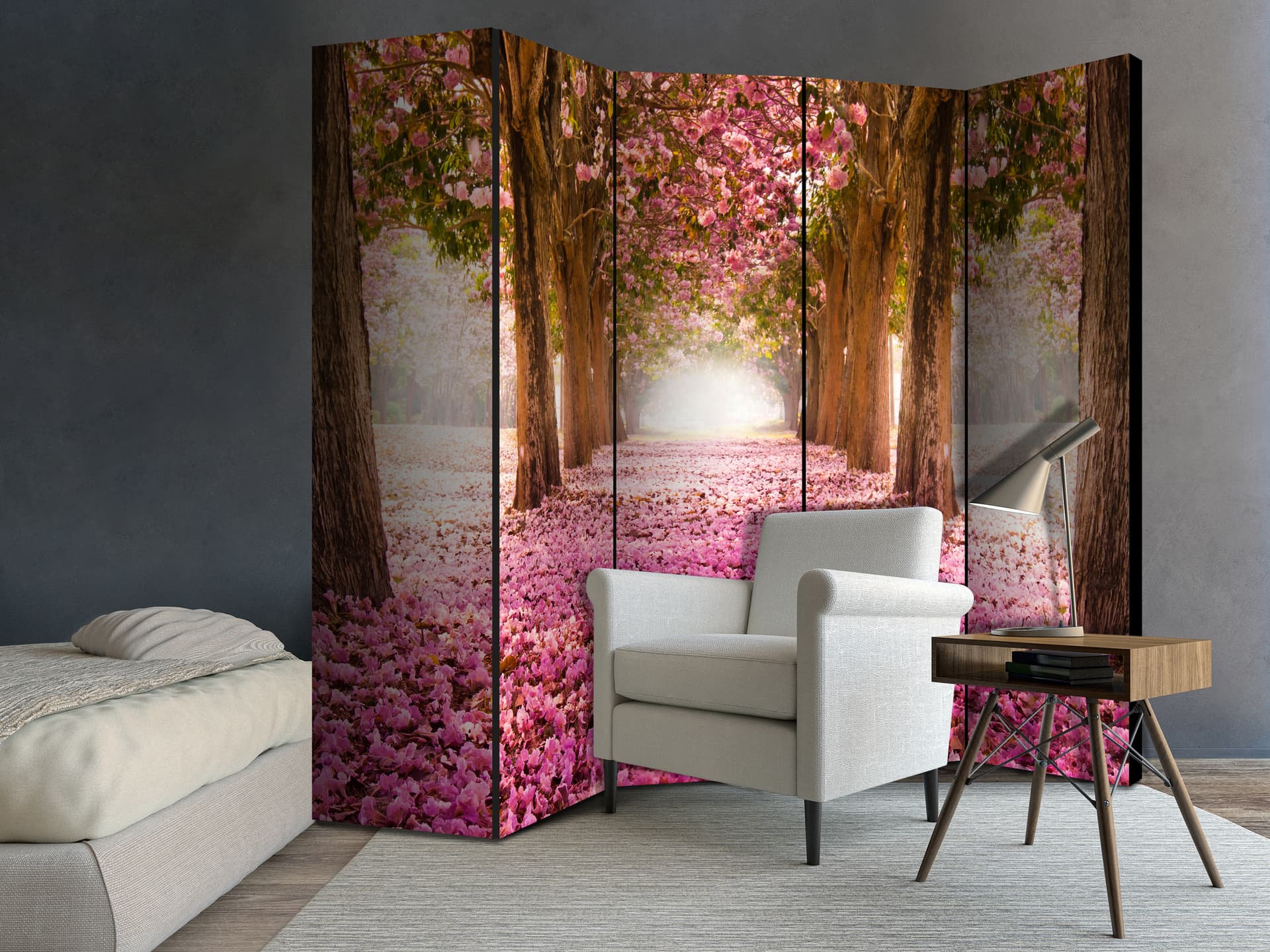 

Parawan 5-częściowy - Różowy gaj II [Room Dividers] (rozmiar 225x172)