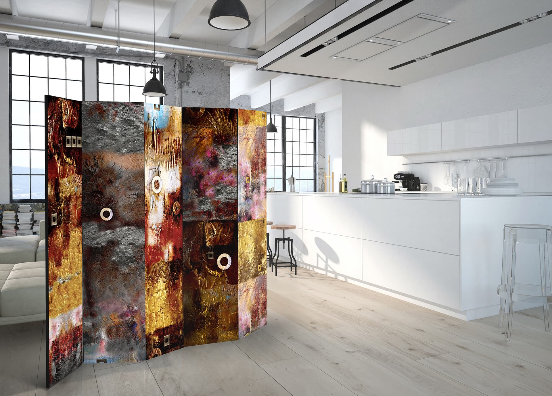 

Parawan 5-częściowy - Malowana abstrakcja II [Room Dividers] (rozmiar 225x172)