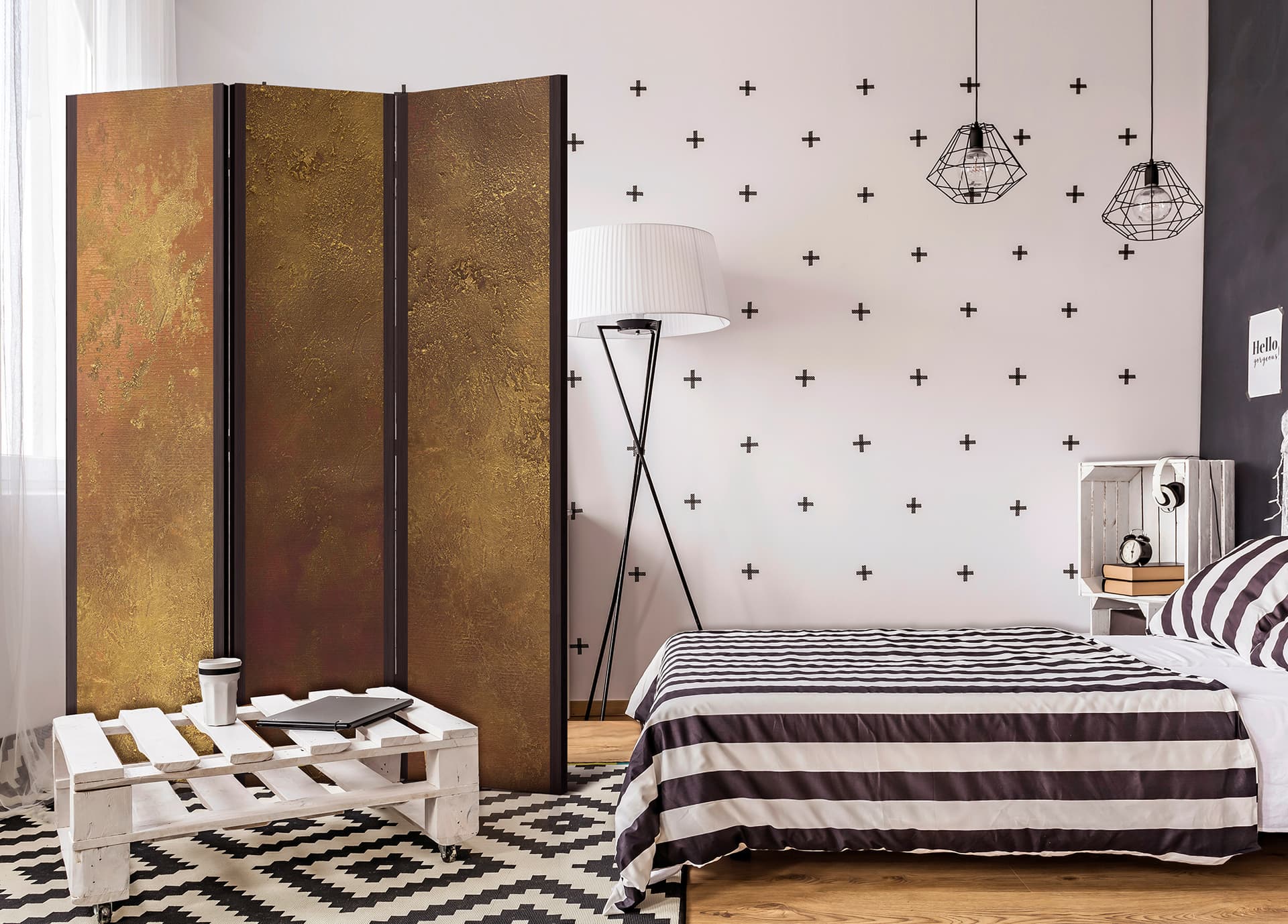 

Parawan 3-częściowy - Złota pokusa [Room Dividers] (rozmiar 135x172)