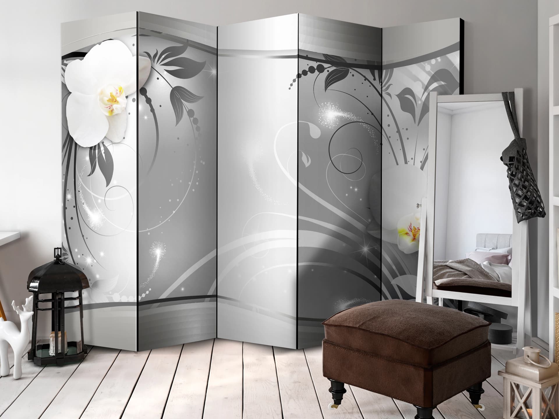 

Parawan 5-częściowy - Srebrna abstrakcja II [Room Dividers] (rozmiar 225x172)