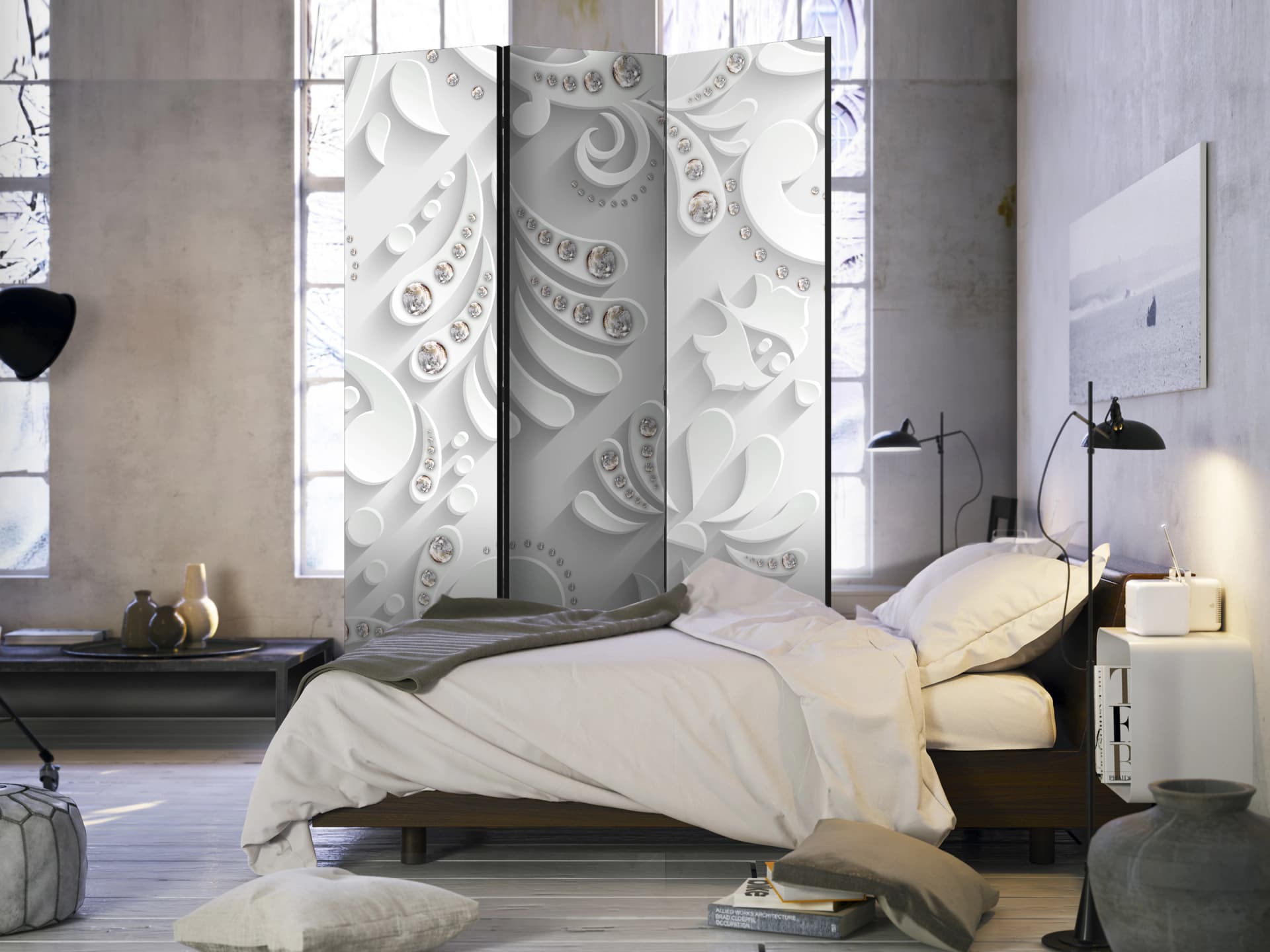 

Parawan 3-częściowy - Kwiaty w kryształy [Room Dividers] (rozmiar 135x172)