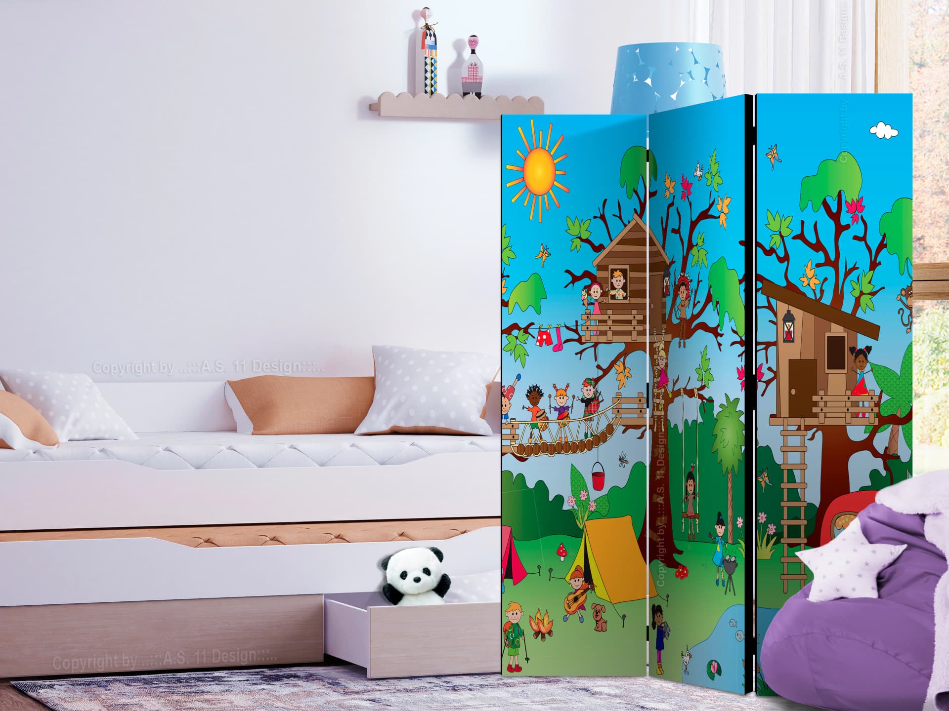 

Parawan 3-częściowy - Szczęśliwe dzieci [Room Dividers] (rozmiar 135x172)