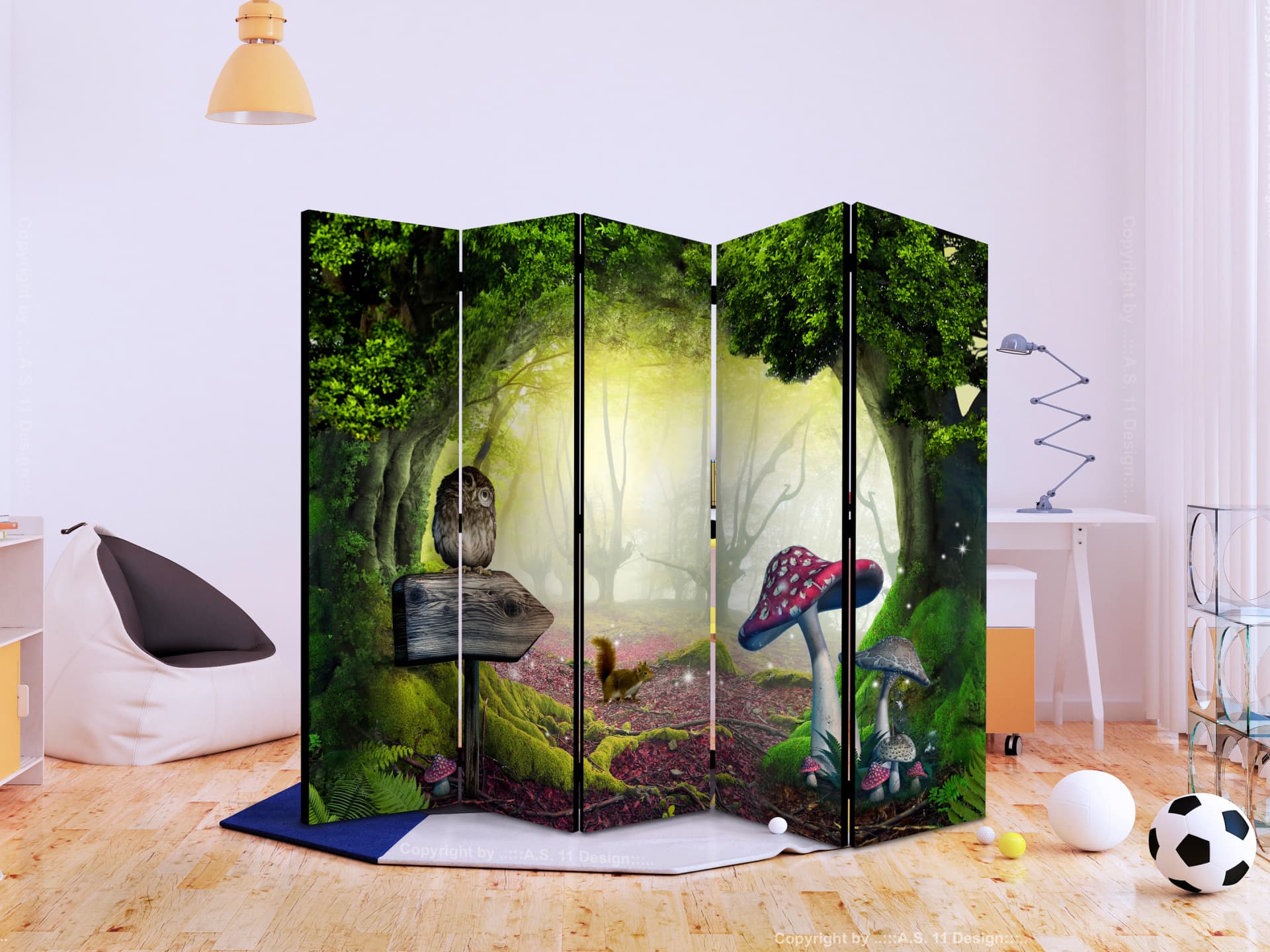 

Parawan 5-częściowy - Sowi zakątek II [Room Dividers] (rozmiar 225x172)