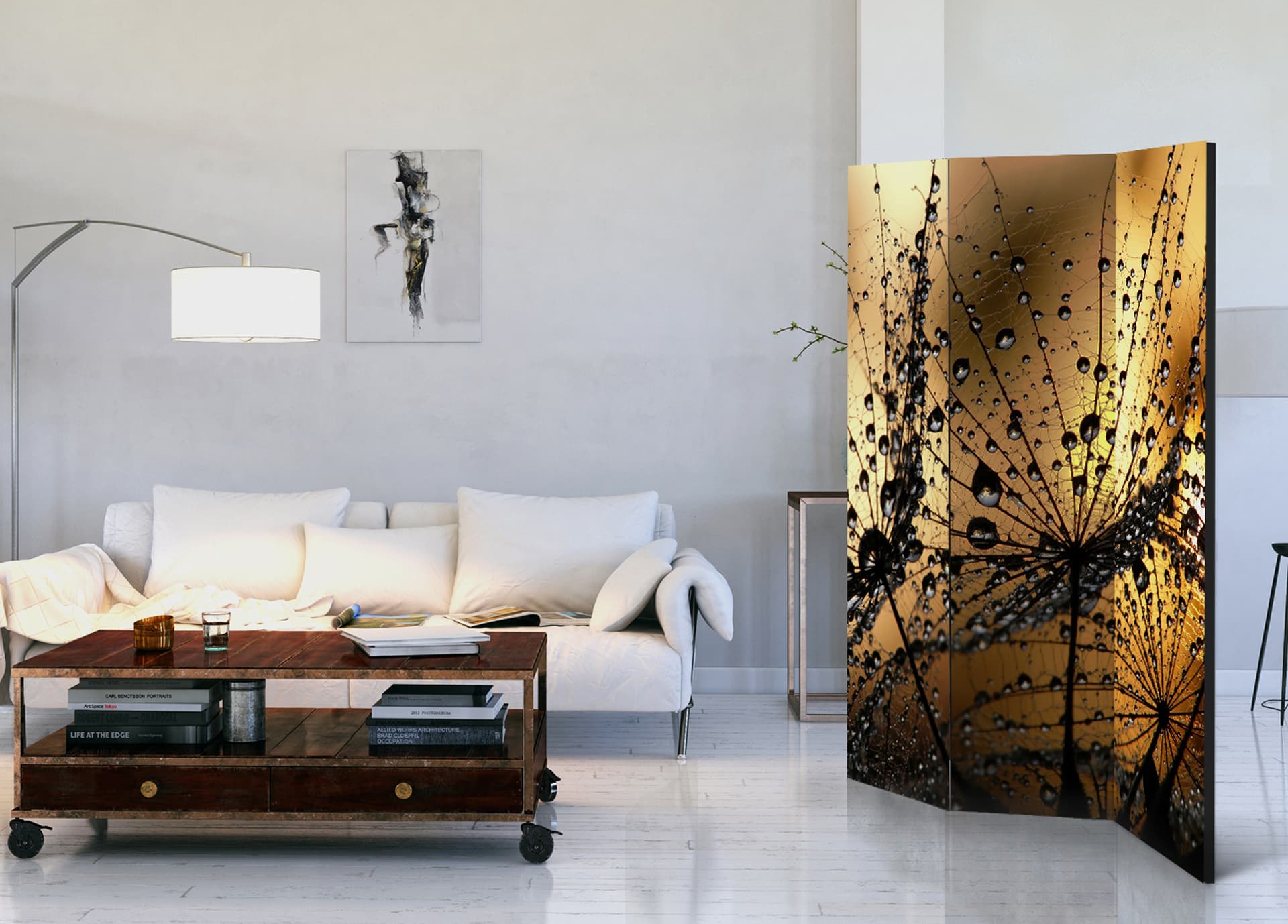 

Parawan 3-częściowy - Dmuchawce w deszczu [Room Dividers] (rozmiar 135x172)