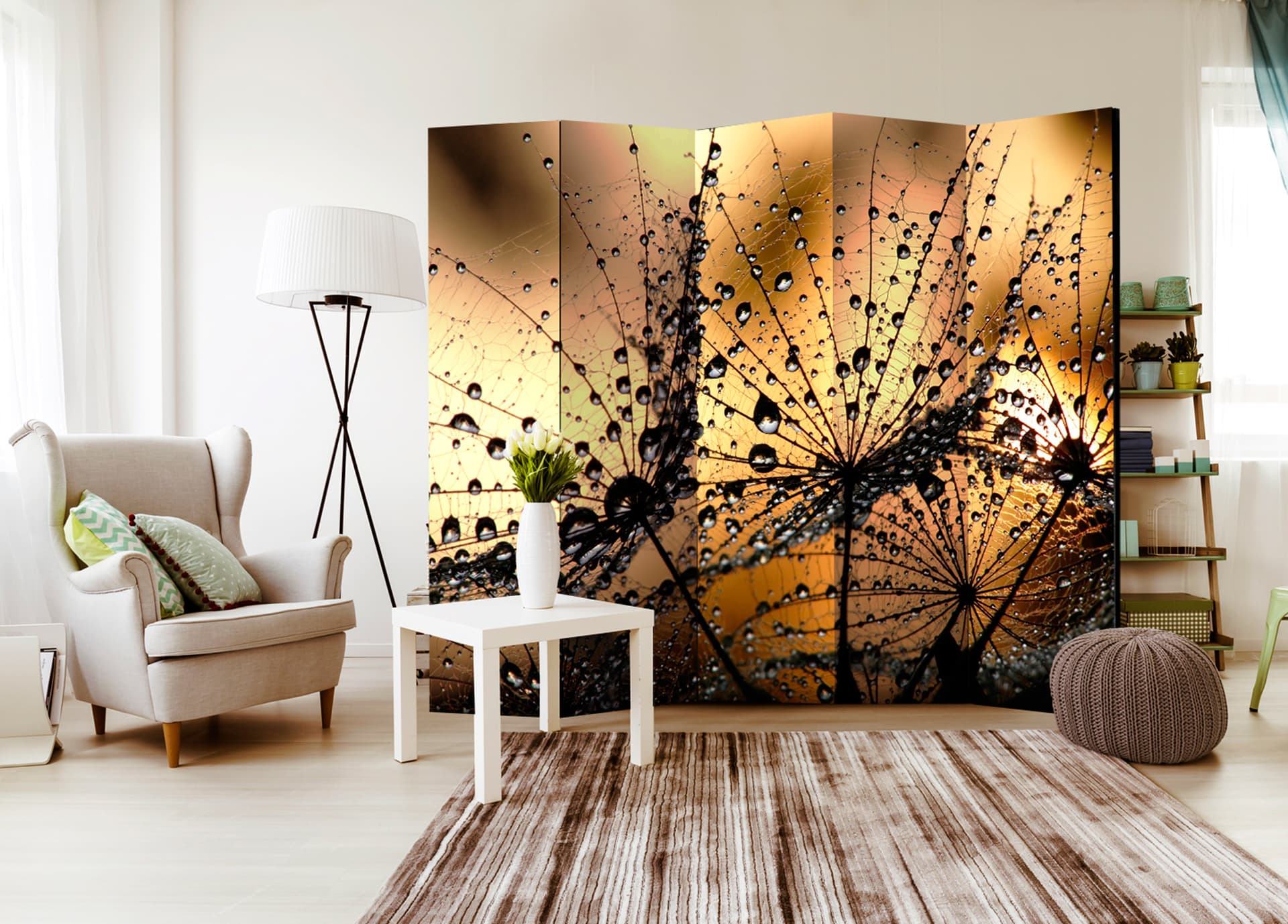 

Parawan 5-częściowy - Dmuchawce w deszczu II [Room Dividers] (rozmiar 225x172)