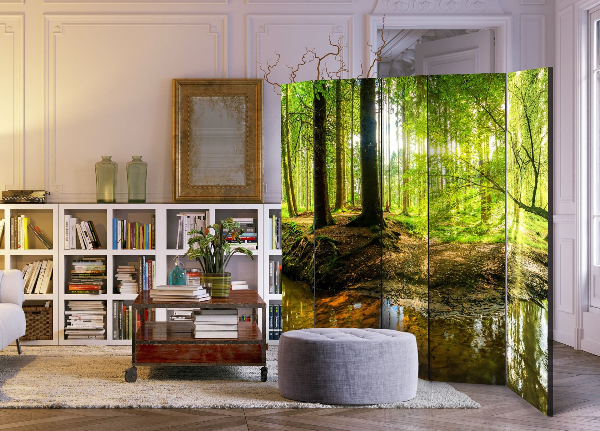 

Parawan 5-częściowy - Leśne jezioro II [Room Dividers] (rozmiar 225x172)