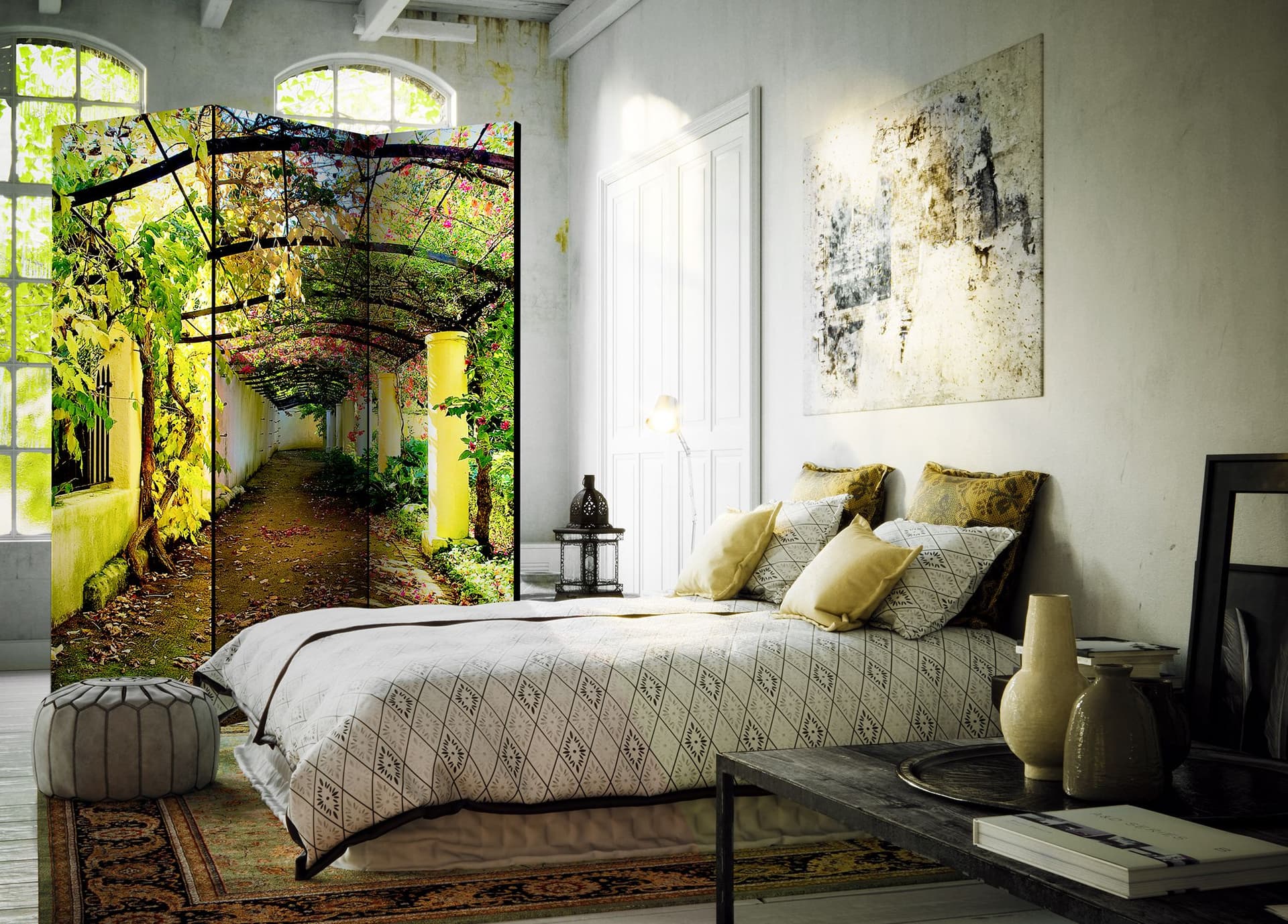 

Parawan 3-częściowy - Romantyczny ogród [Room Dividers] (rozmiar 135x172)