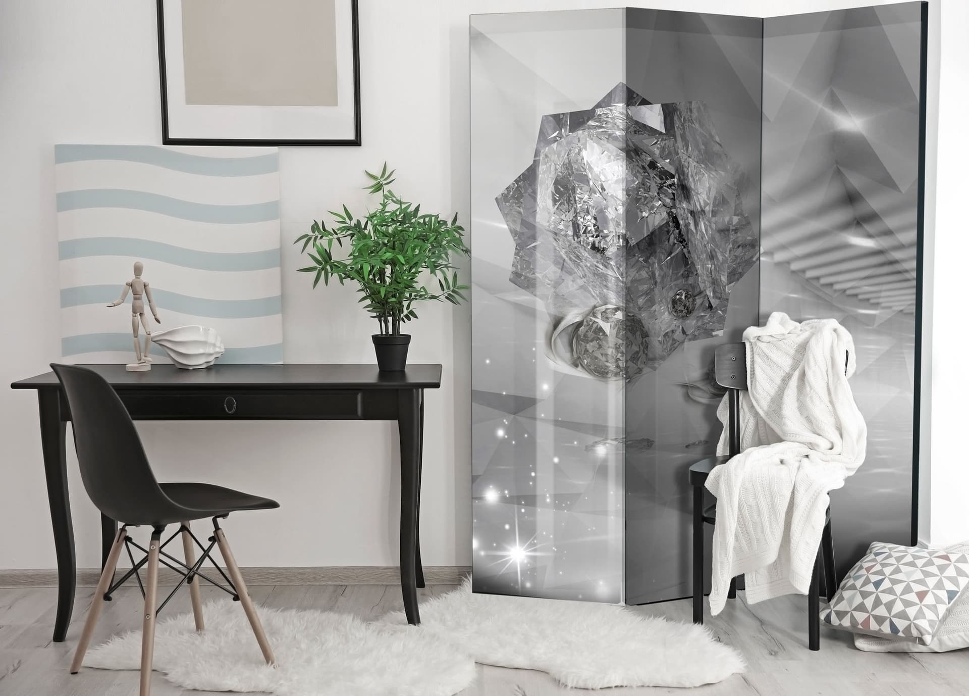 

Parawan 3-częściowy - Abstrakcyjna szarość [Room Dividers] (rozmiar 135x172)