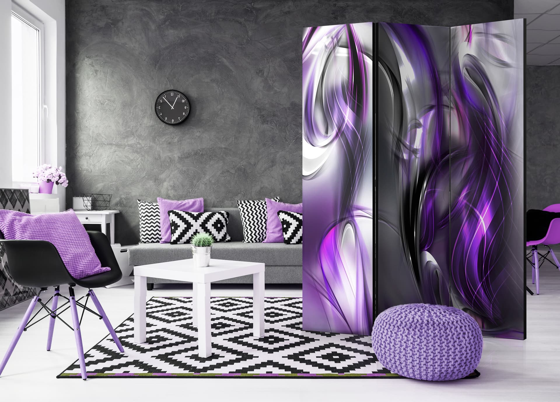 

Parawan 3-częściowy - Purpurowe zawirowania [Room Dividers] (rozmiar 135x172)