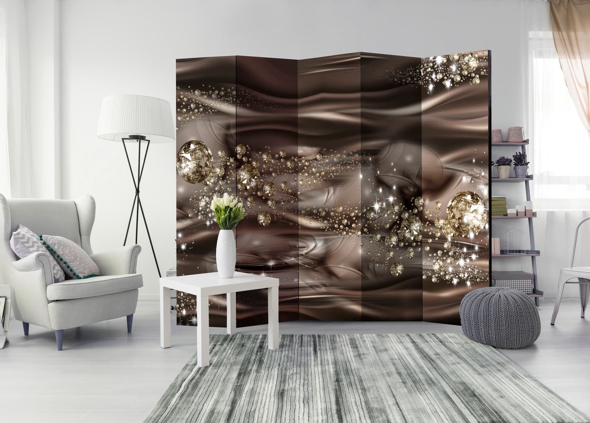 

Parawan 5-częściowy - Czekoladowa rzeka II [Room Dividers] (rozmiar 225x172)