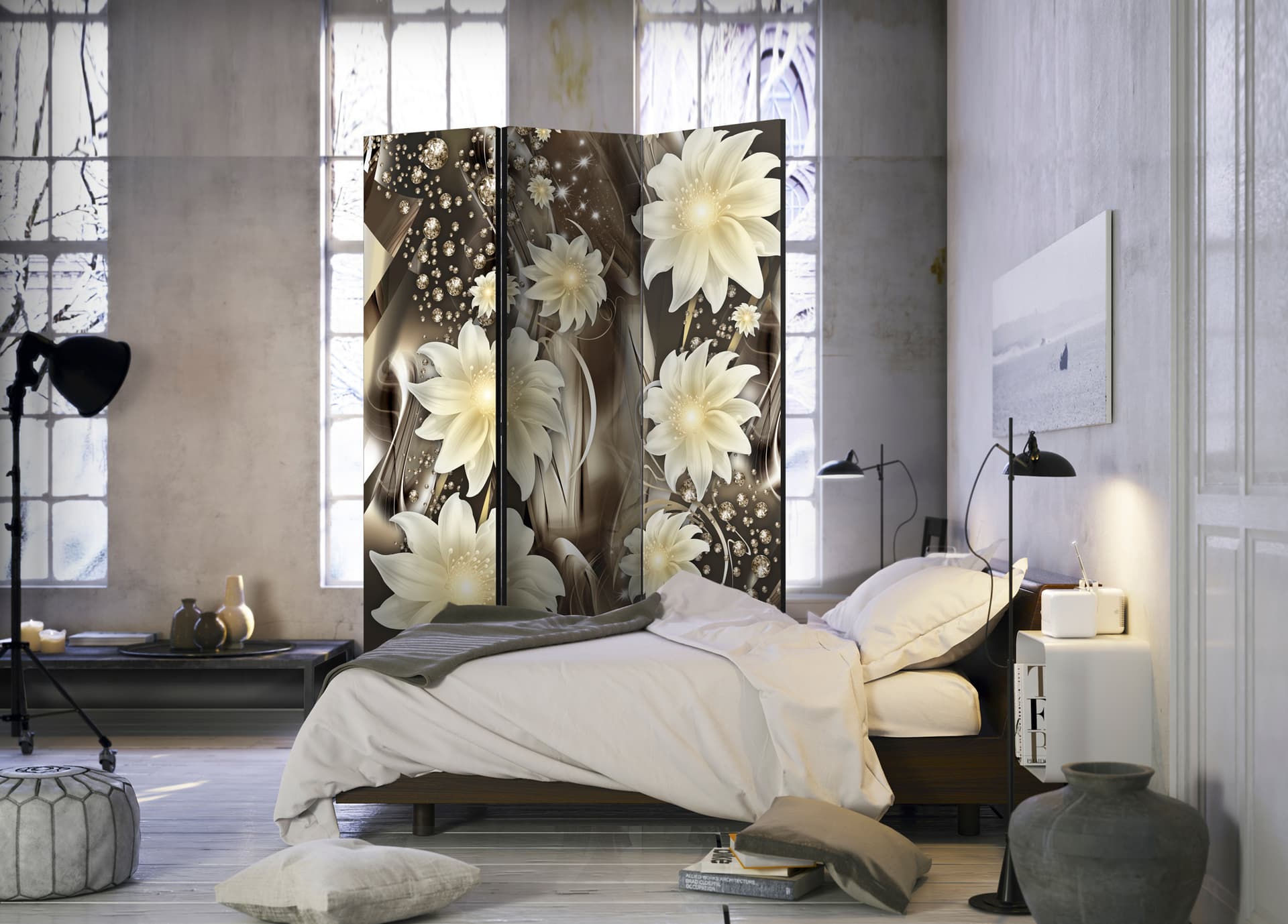 

Parawan 3-częściowy - Głębia brązu [Room Dividers] (rozmiar 135x172)