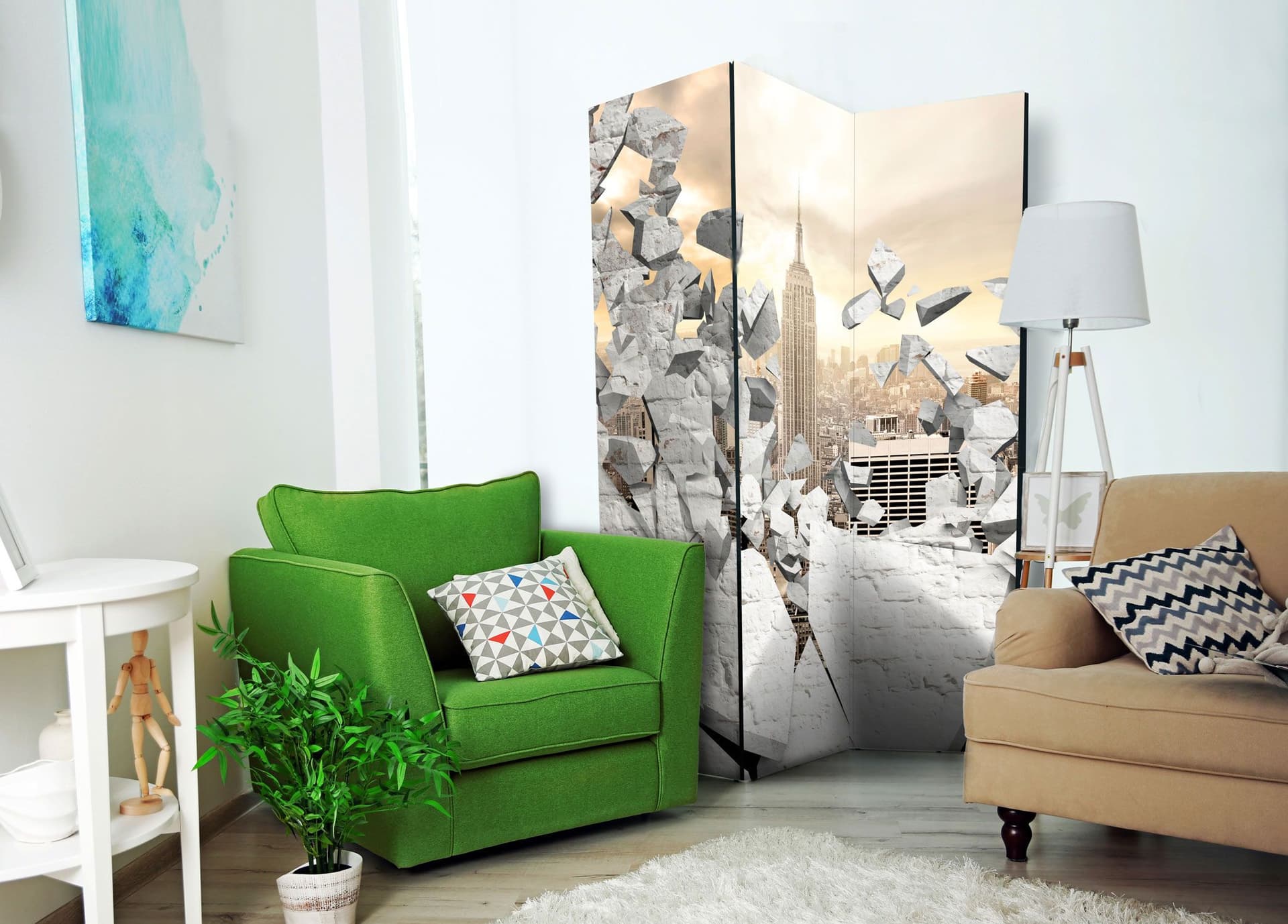 

Parawan 3-częściowy - Miasto za ścianą [Room Dividers] (rozmiar 135x172)