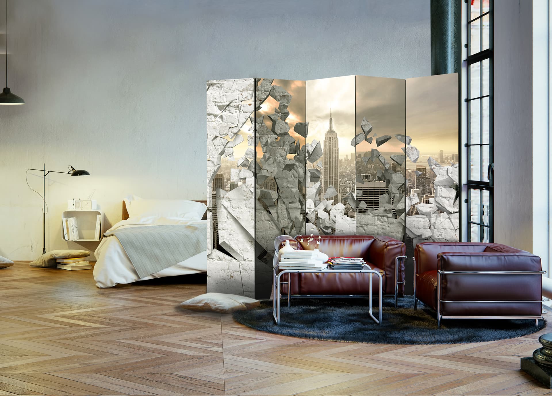 

Parawan 5-częściowy - Miasto za ścianą II [Room Dividers] (rozmiar 225x172)