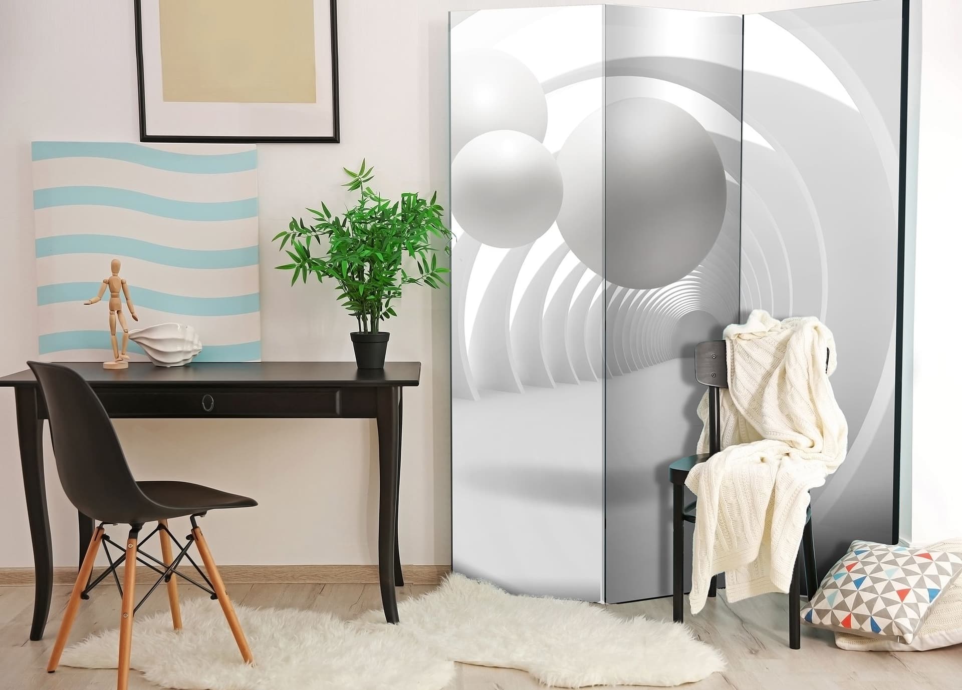 

Parawan 3-częściowy - Biały tunel [Room Dividers] (rozmiar 135x172)
