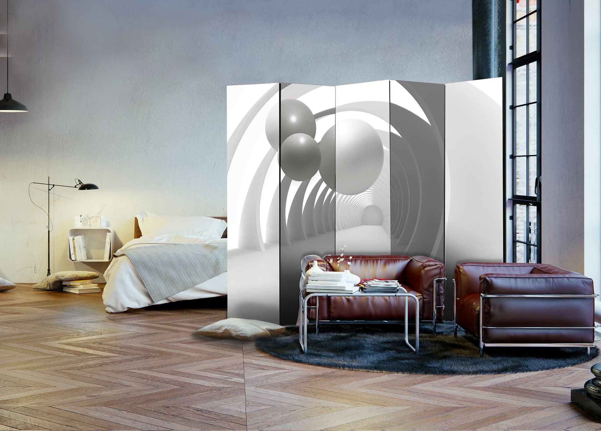 

Parawan 5-częściowy - Biały tunel II [Room Dividers] (rozmiar 225x172)