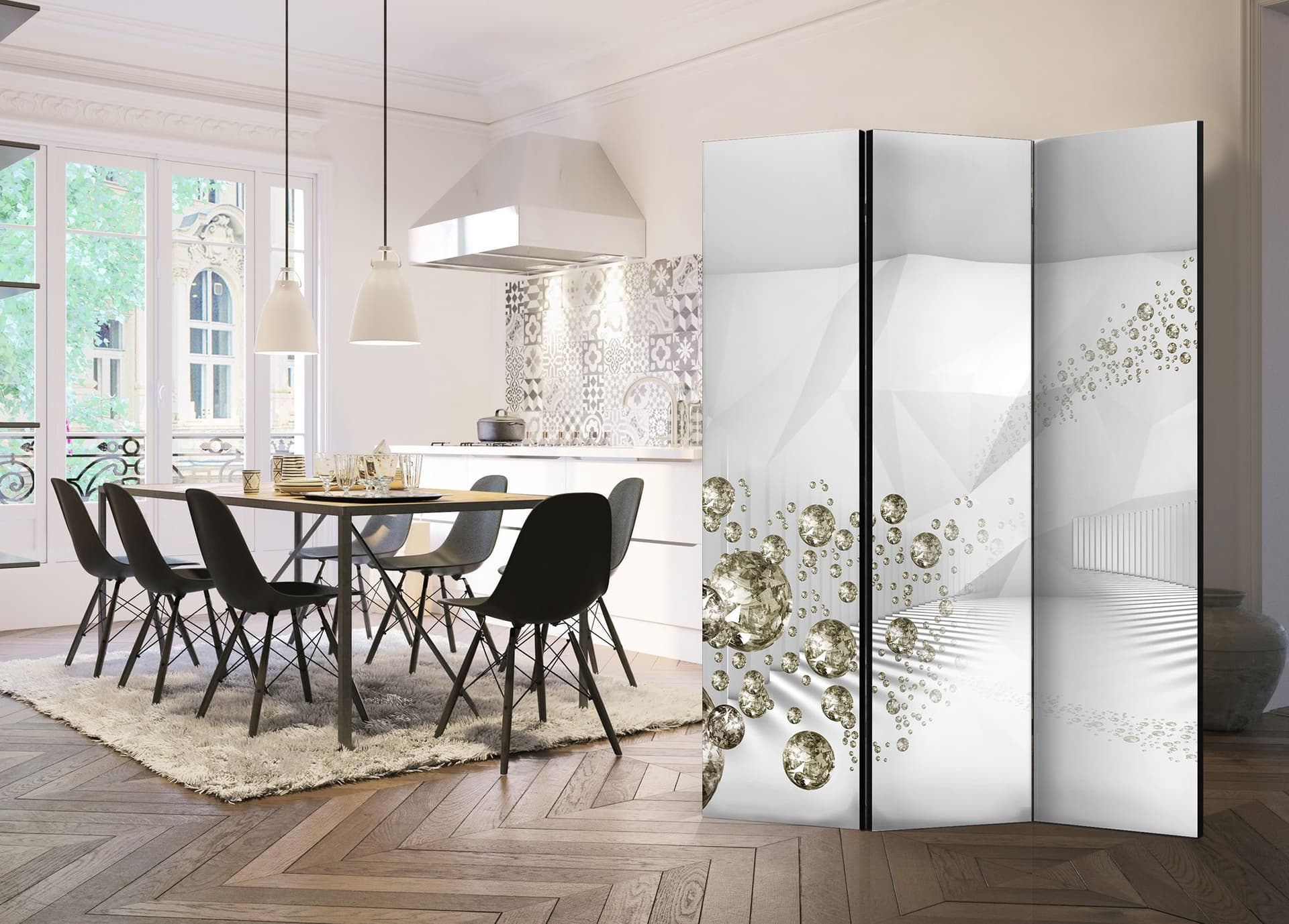 

Parawan 3-częściowy - Diamentowy korytarz [Room Dividers] (rozmiar 135x172)