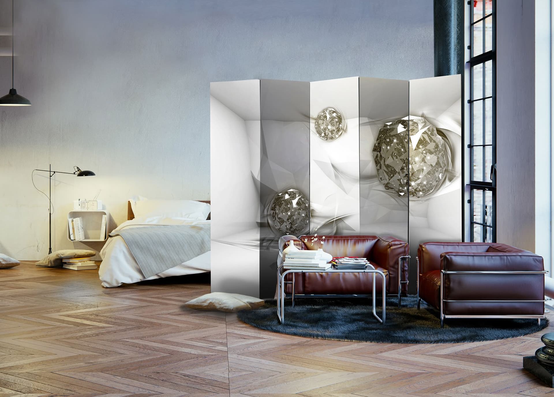 

Parawan 5-częściowy - Abstrakcyjne diamenty II [Room Dividers] (rozmiar 225x172)