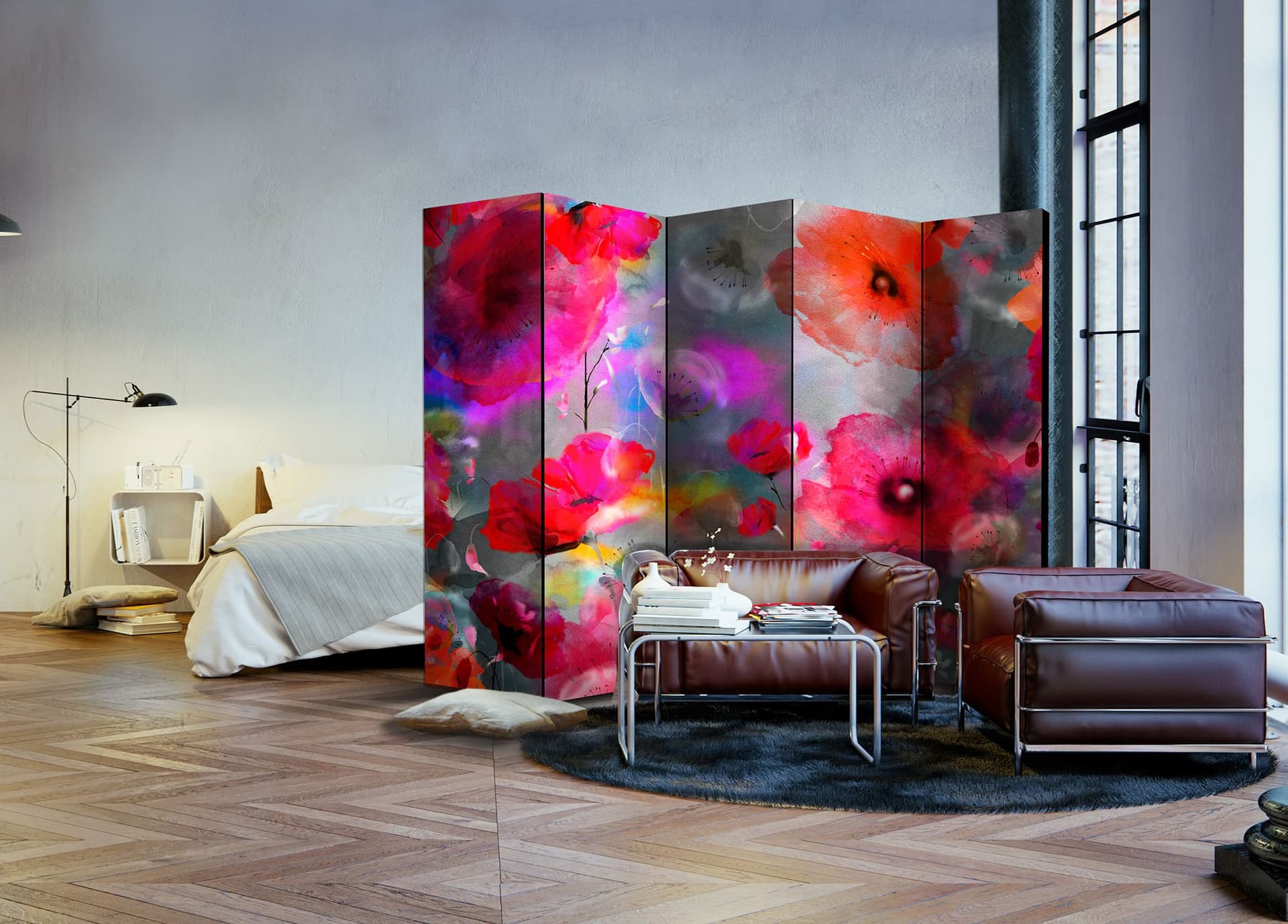 

Parawan 5-częściowy - Malowane maki II [Room Dividers] (rozmiar 225x172)