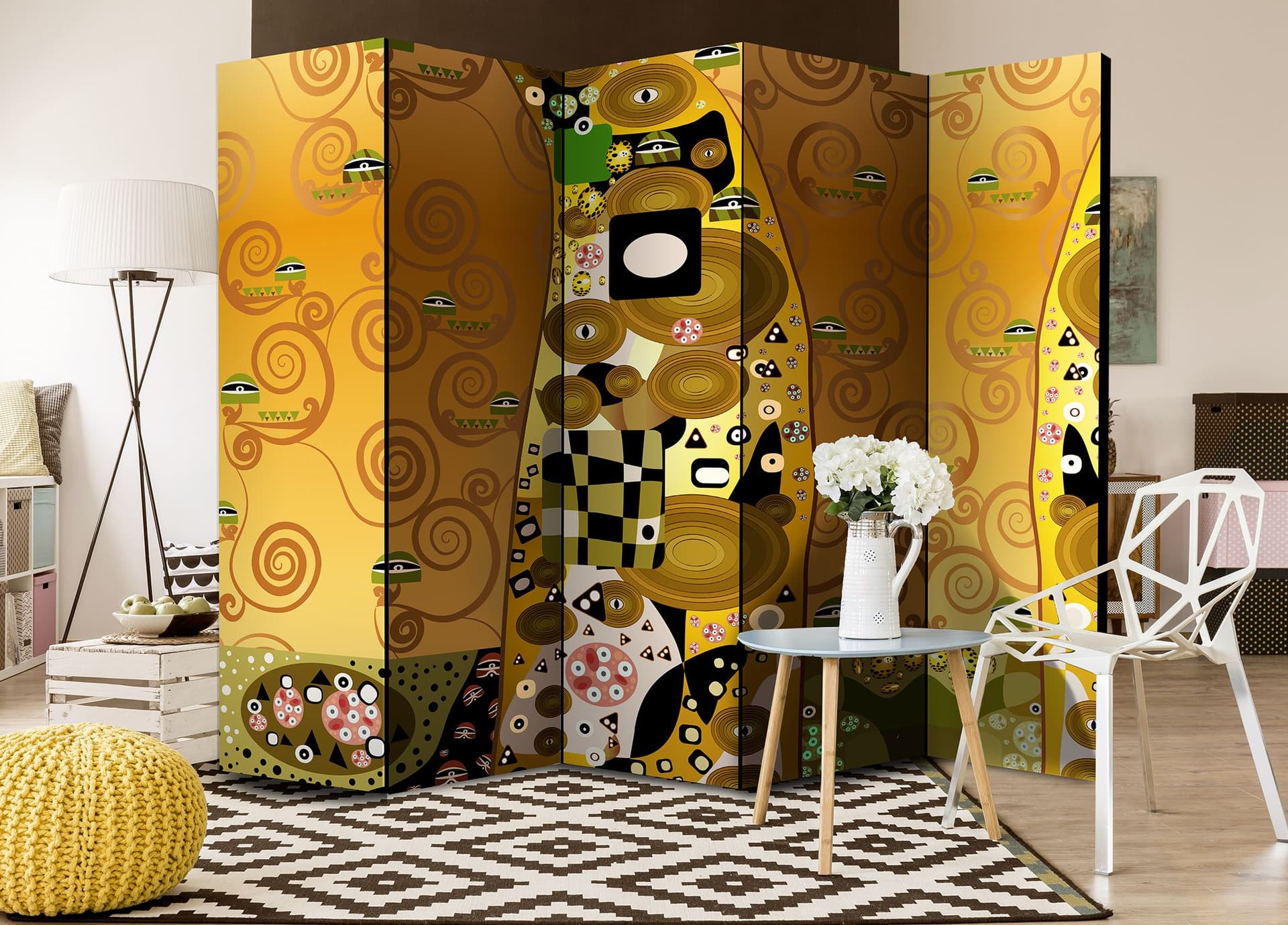 

Parawan 5-częściowy - Artystyczna geometria II [Room Dividers] (rozmiar 225x172)