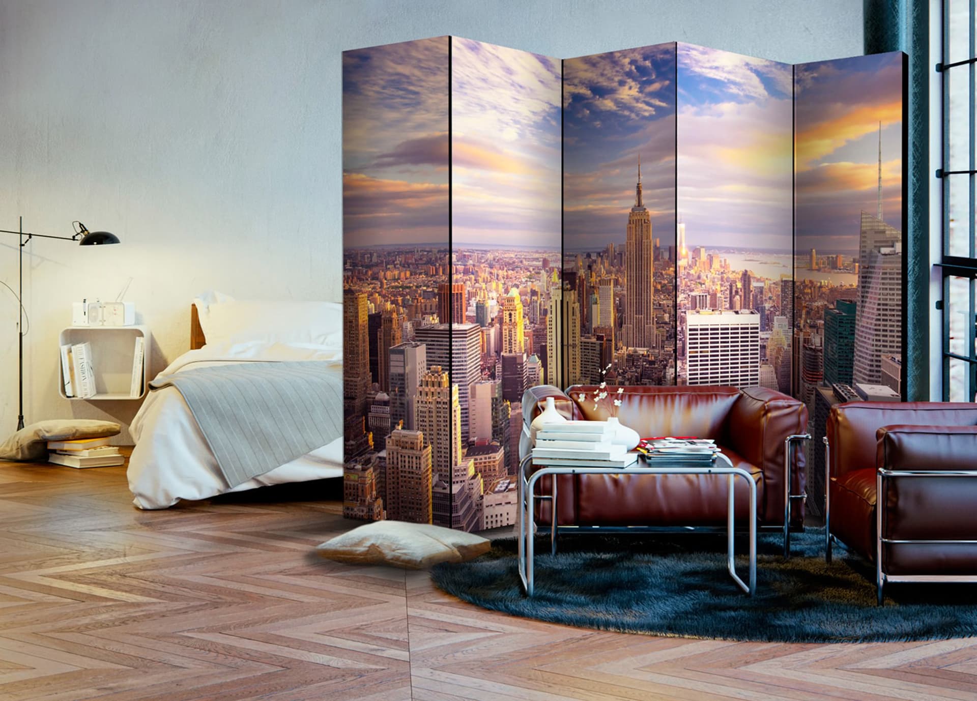 

Parawan 5-częściowy - Nowojorski poranek II [Room Dividers] (rozmiar 225x172)