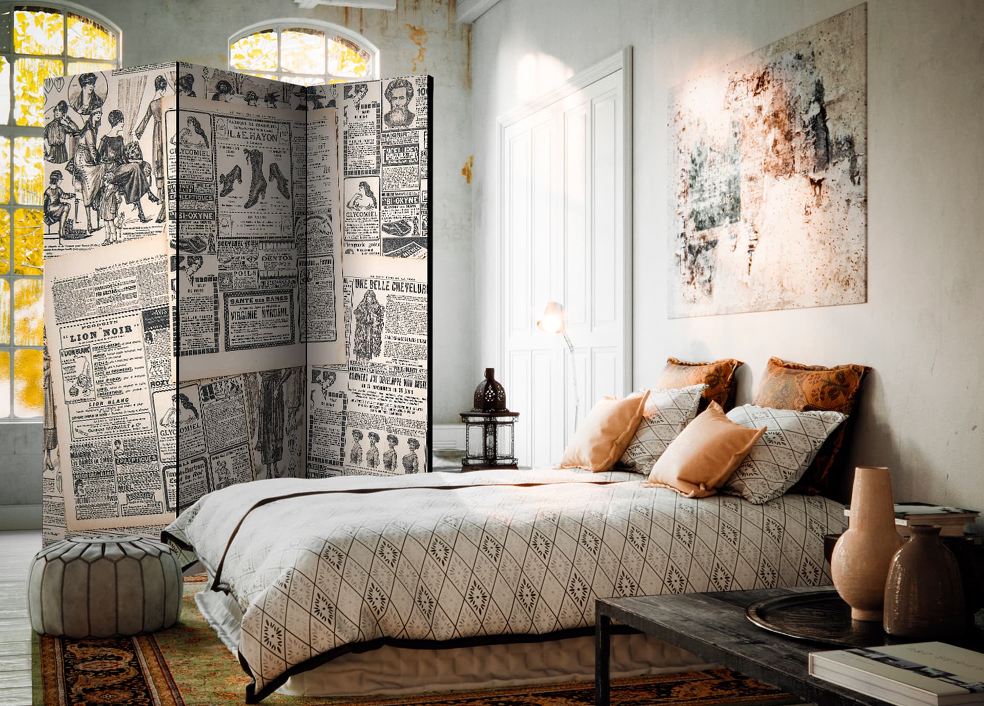 

Parawan 3-częściowy - Vintage Newspapers [Room Dividers] (rozmiar 135x172)