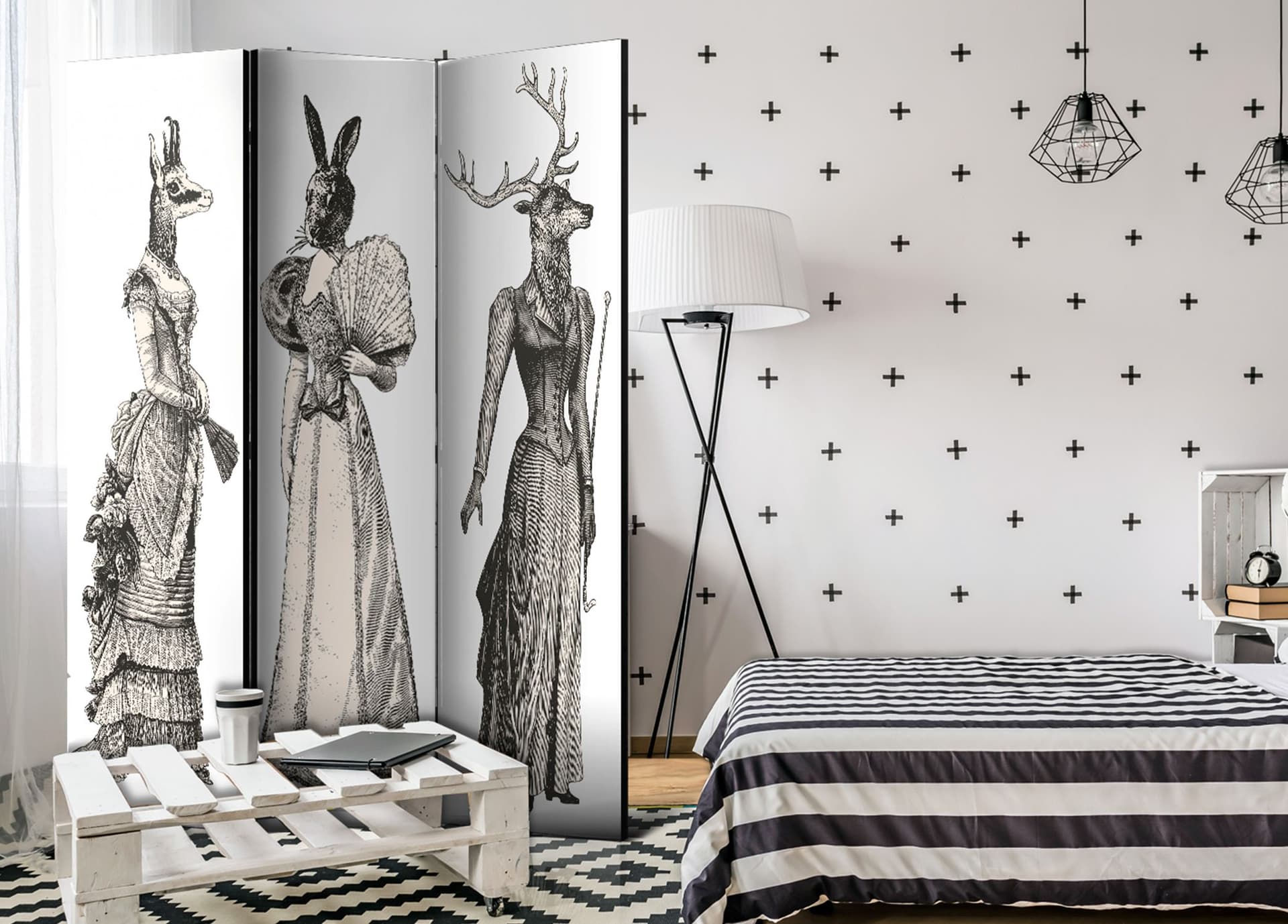 

Parawan 3-częściowy - Szykowny zwierzyniec [Room Dividers] (rozmiar 135x172)