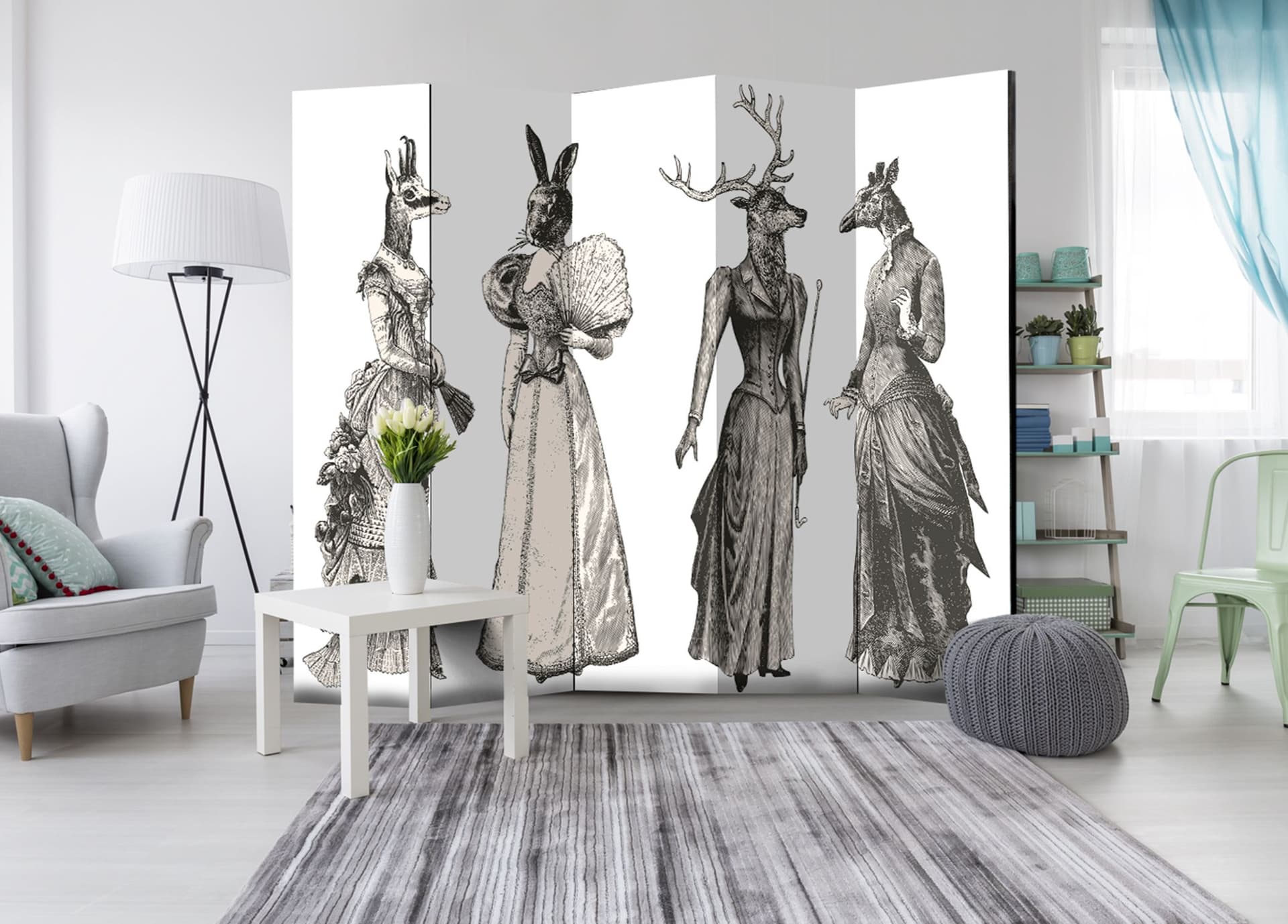 

Parawan 5-częściowy - Szykowny zwierzyniec II [Room Dividers] (rozmiar 225x172)