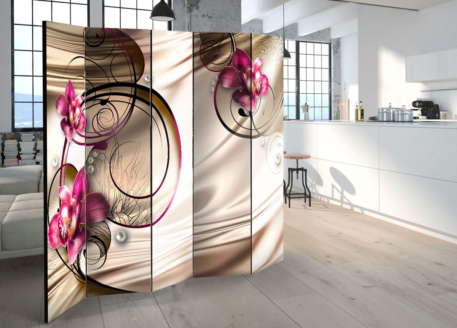 

Parawan 5-częściowy - Słodycz uniesień II [Room Dividers] (rozmiar 225x172)