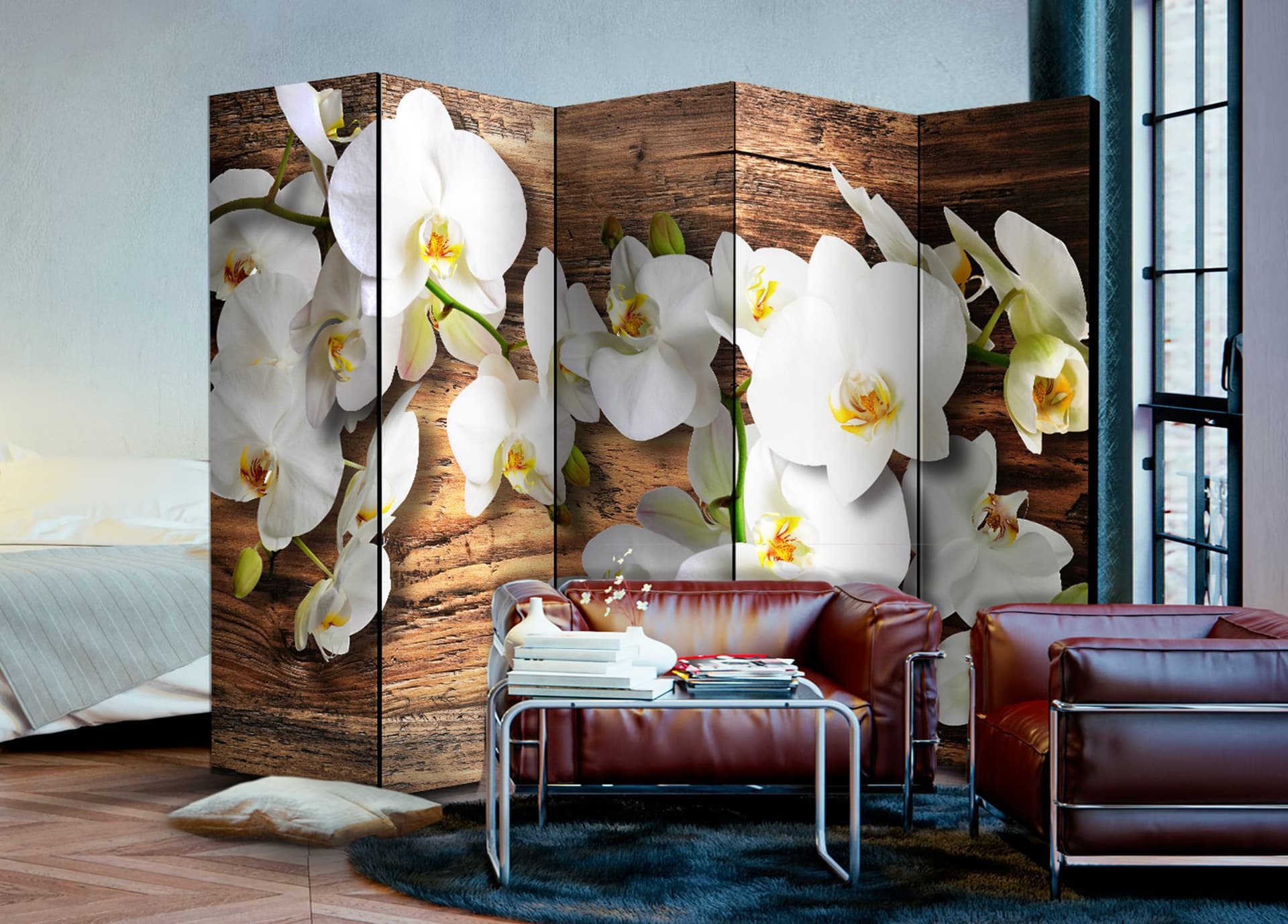 

Parawan 5-częściowy - Leśna orchidea II [Room Dividers] (rozmiar 225x172)