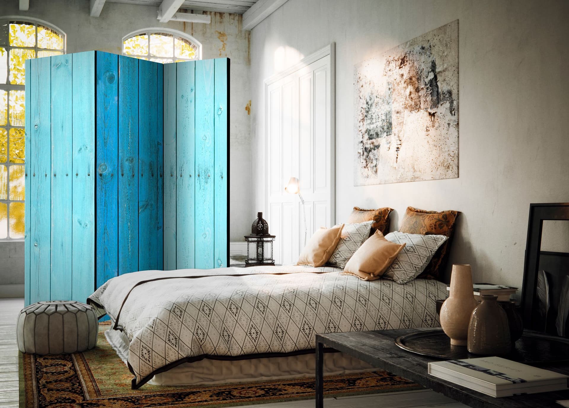 

Parawan 3-częściowy - Niebieskie deski [Room Dividers] (rozmiar 135x172)