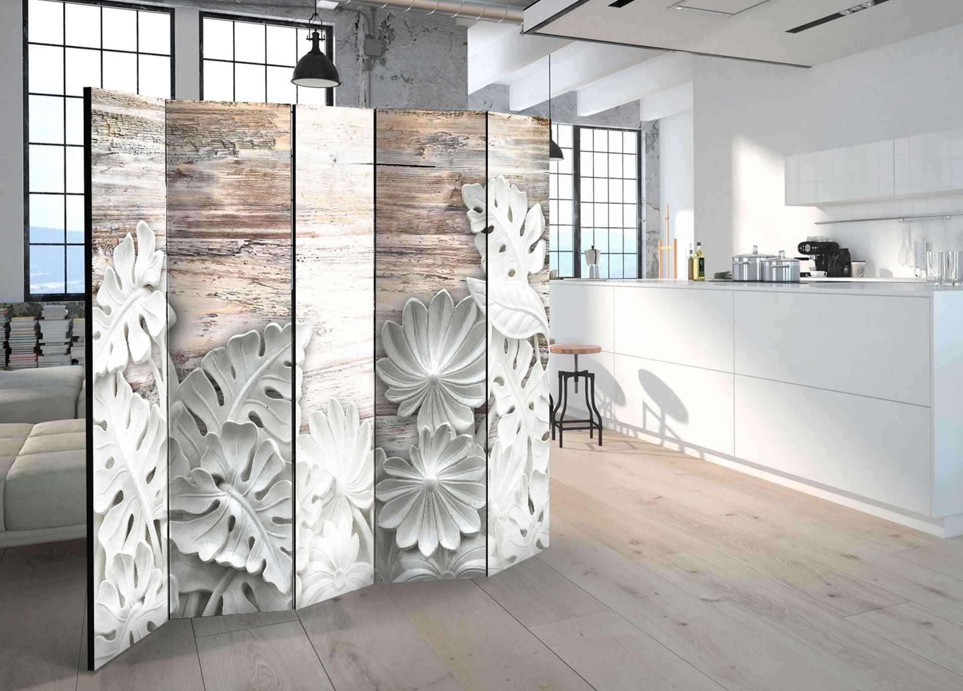 

Parawan 5-częściowy - Alabastrowy gaj II [Room Dividers] (rozmiar 225x172)