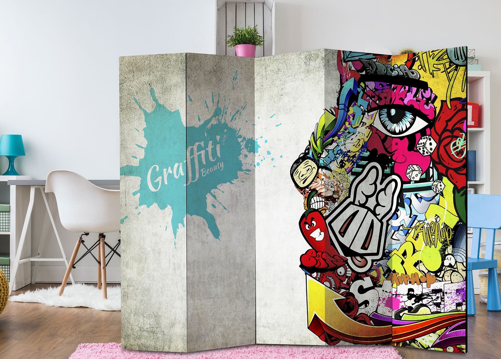 

Parawan 5-częściowy - Graffiti Beauty [Room Dividers] (rozmiar 225x172)