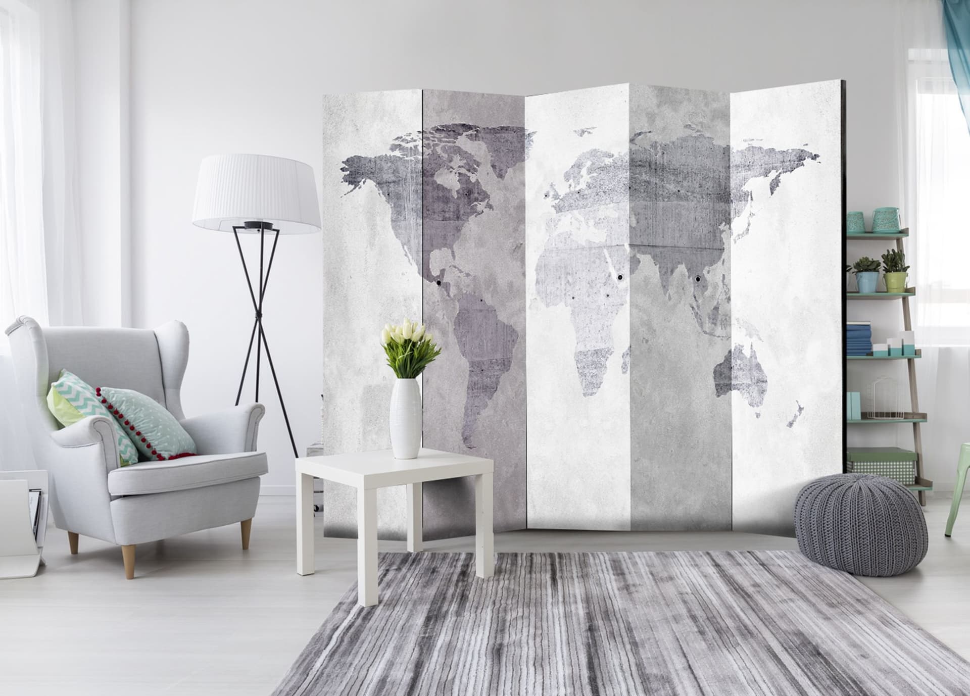 

Parawan 5-częściowy - Betonowa mapa [Room Dividers] (rozmiar 225x172)