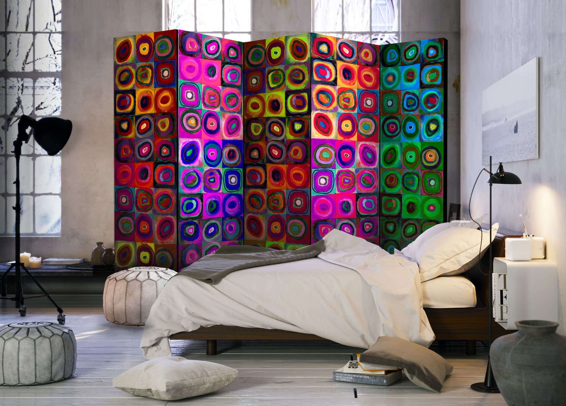 

Parawan 5-częściowy - Kolorowy abstrakcjonizm II [Room Dividers] (rozmiar 225x172)