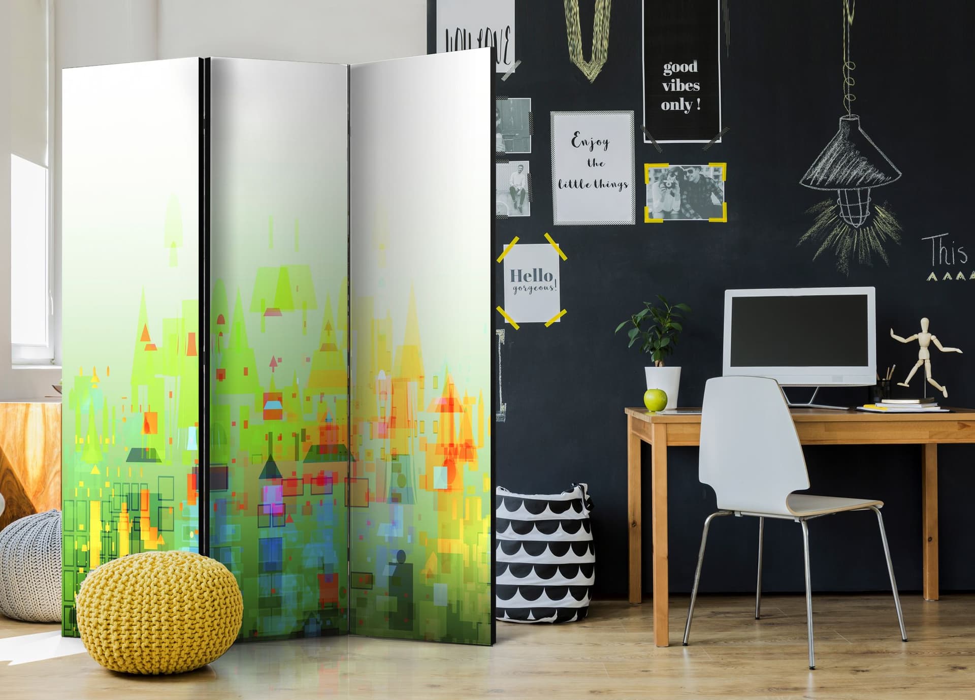 

Parawan 3-częściowy - Abstrakcyjne miasto [Room Dividers] (rozmiar 135x172)