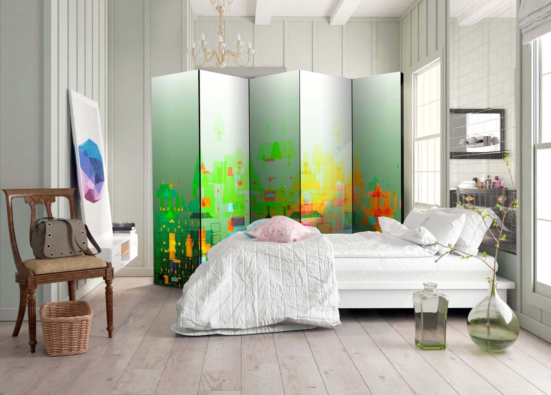 

Parawan 5-częściowy - Abstrakcyjne miasto II [Room Dividers] (rozmiar 225x172)