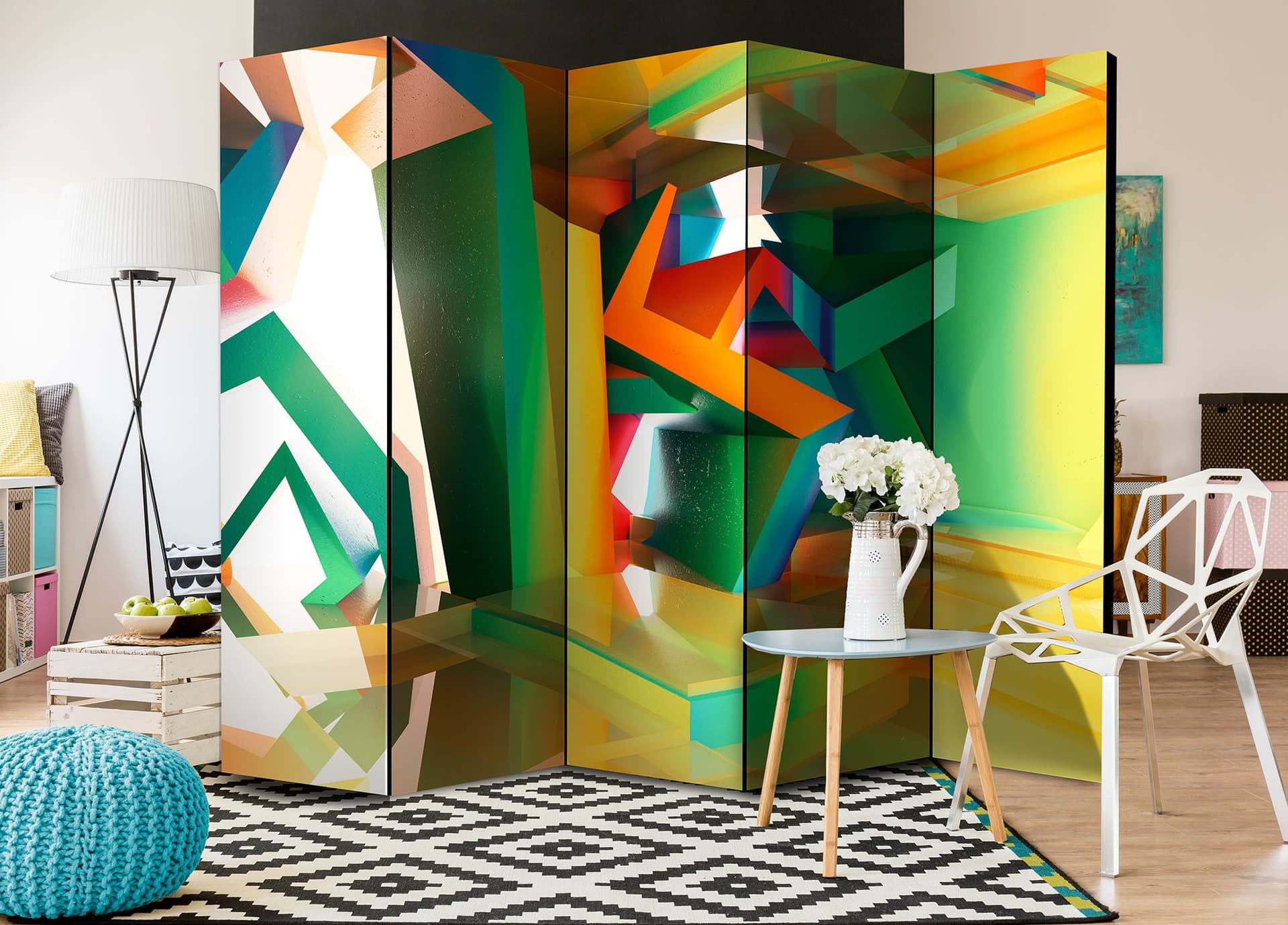 

Parawan 5-częściowy - Kolorowa przestrzeń II [Room Dividers] (rozmiar 225x172)