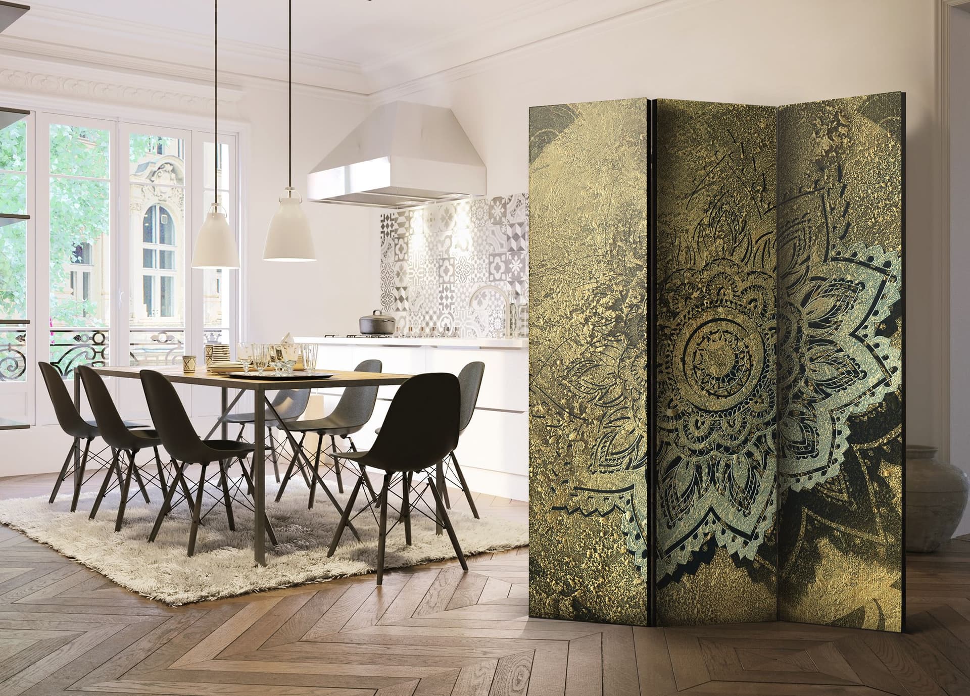 

Parawan 3-częściowy - Złoty skarb [Room Dividers] (rozmiar 135x172)